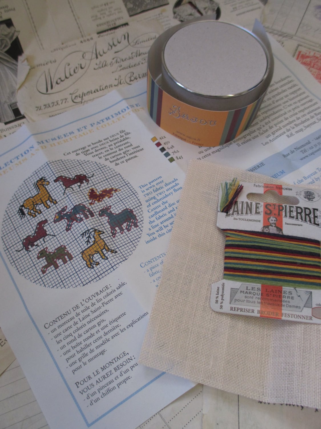 Sajou Museum & Heritage Bayeux Tapestry Cross Stitch Embroidery Kit- Bayeux Animals Pot