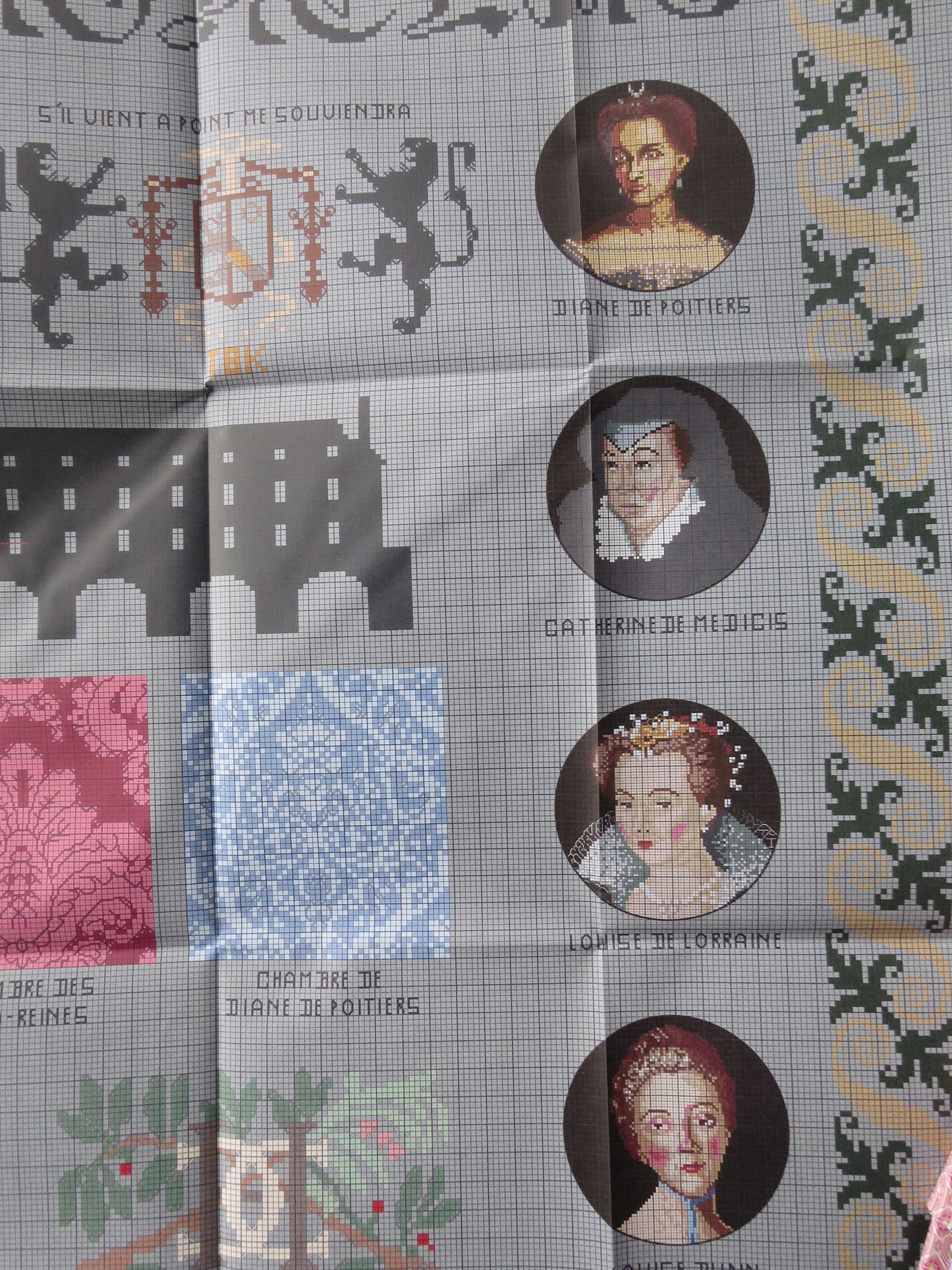 Sajou Museum & Heritage Large Chateau du Chenonceau Embroidery Chart- The History of Chateau de Chenonceau