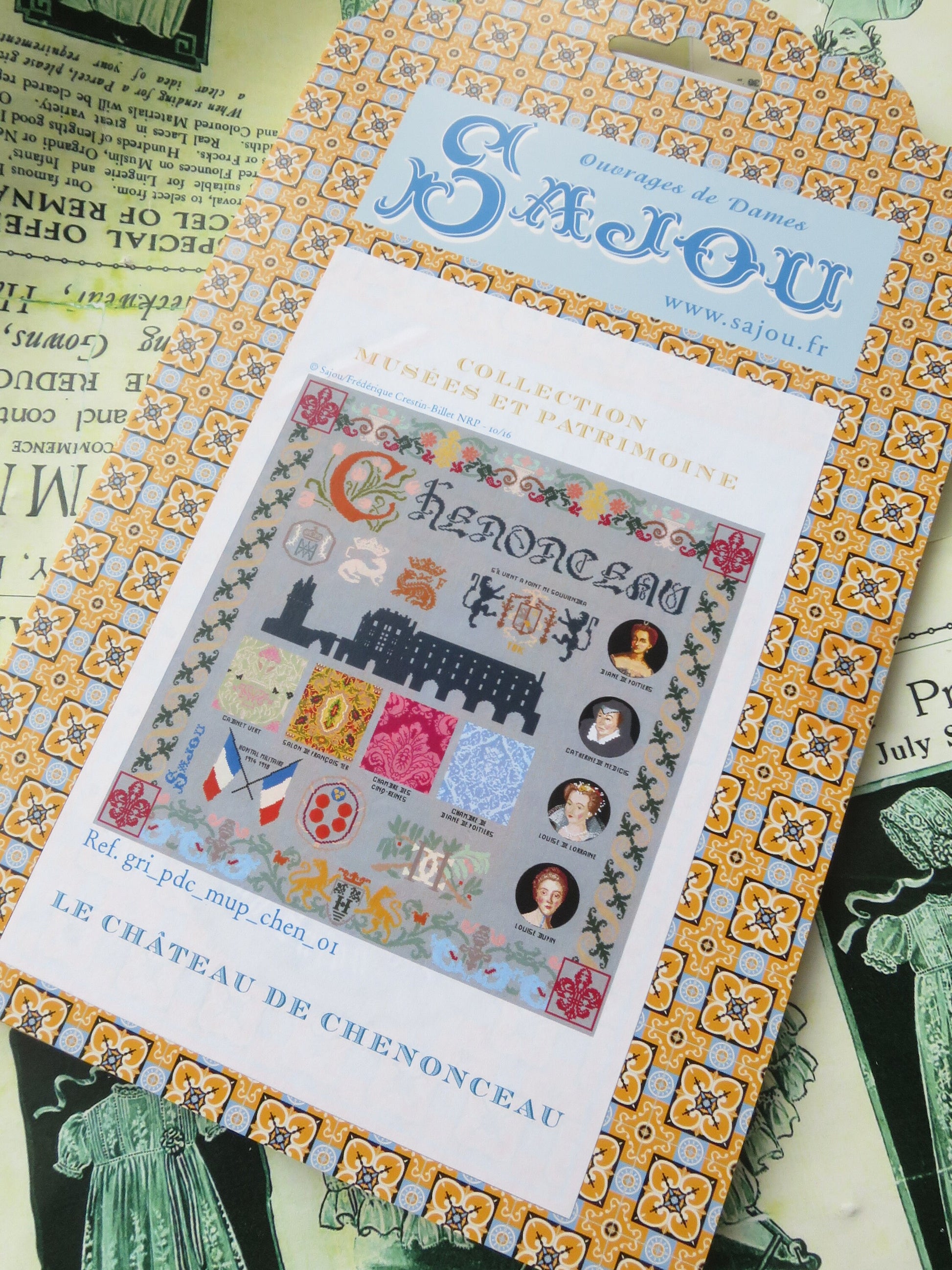 Sajou Museum & Heritage Large Chateau du Chenonceau Embroidery Chart- The History of Chateau de Chenonceau