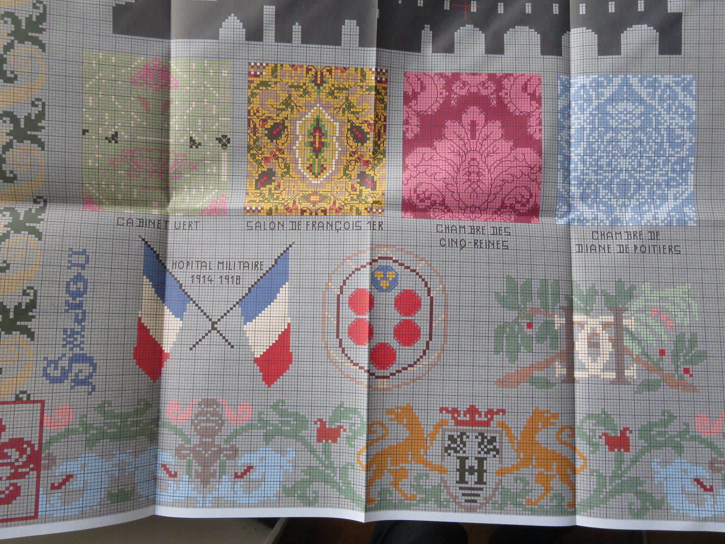 Sajou Museum & Heritage Large Chateau du Chenonceau Embroidery Chart- The History of Chateau de Chenonceau