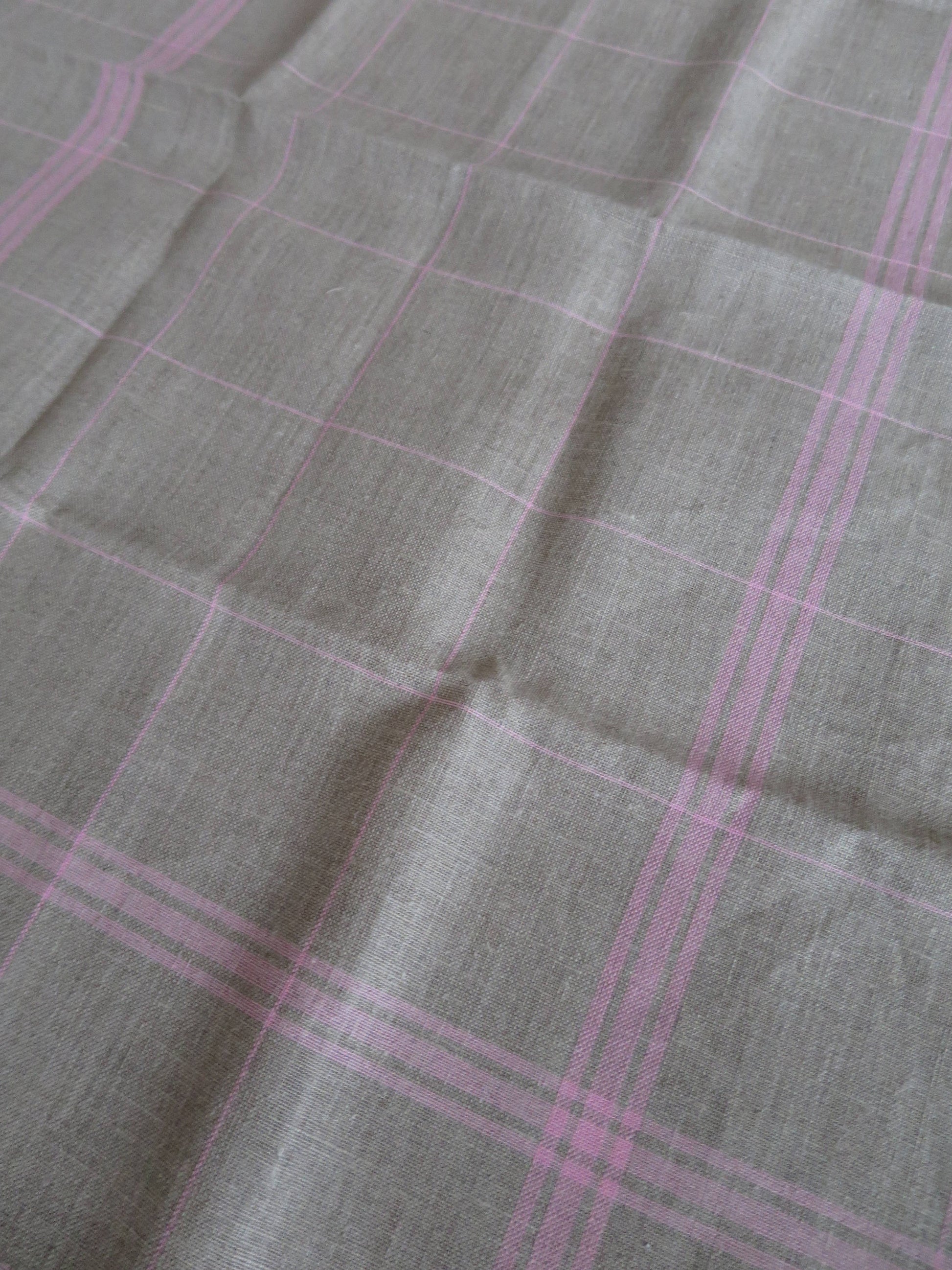 Sajou 32 Count French Linen Pink Checked Tea Towel to Embroider