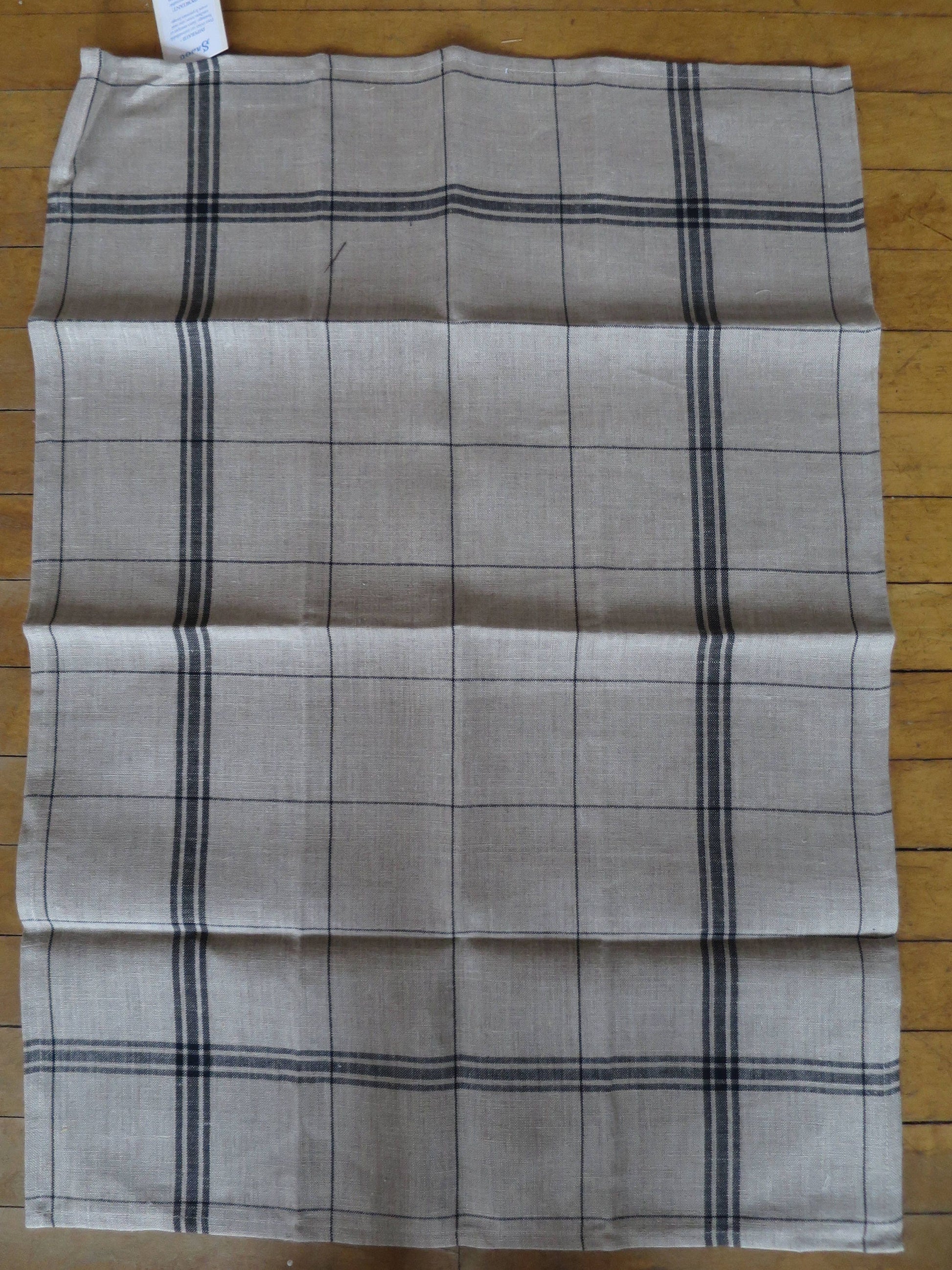 Sajou 32 Count French Linen Black Checked Tea Towel to Embroider