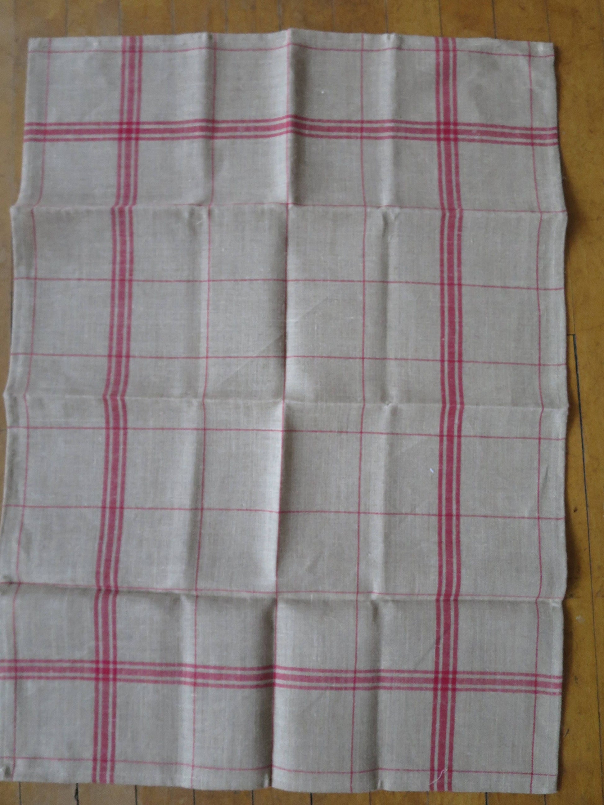 Sajou 32 Count French Linen Red Checked Tea Towel to Embroider