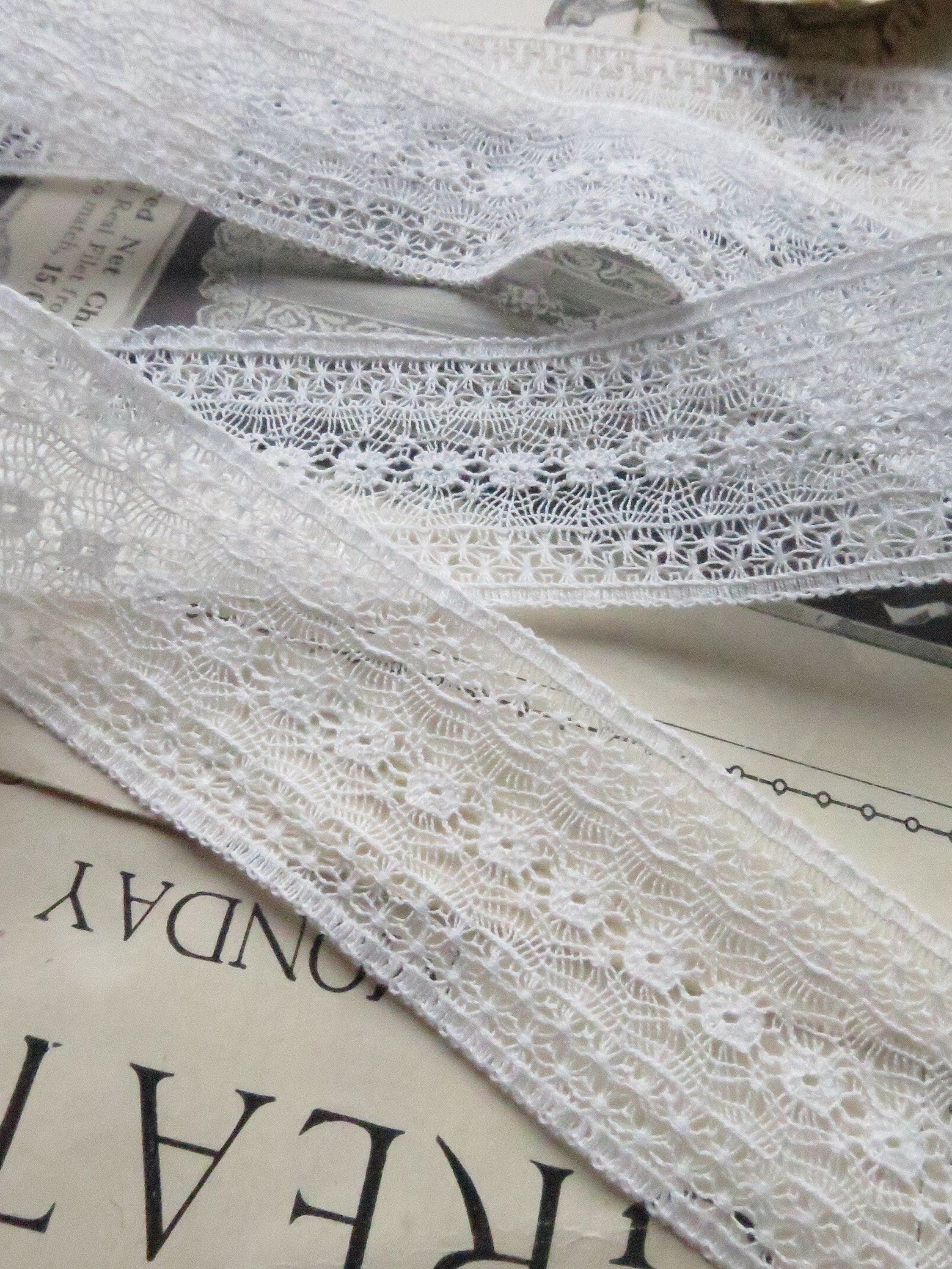 White English Nottingham Lace- Delicate- Insertion- 2.7 cm