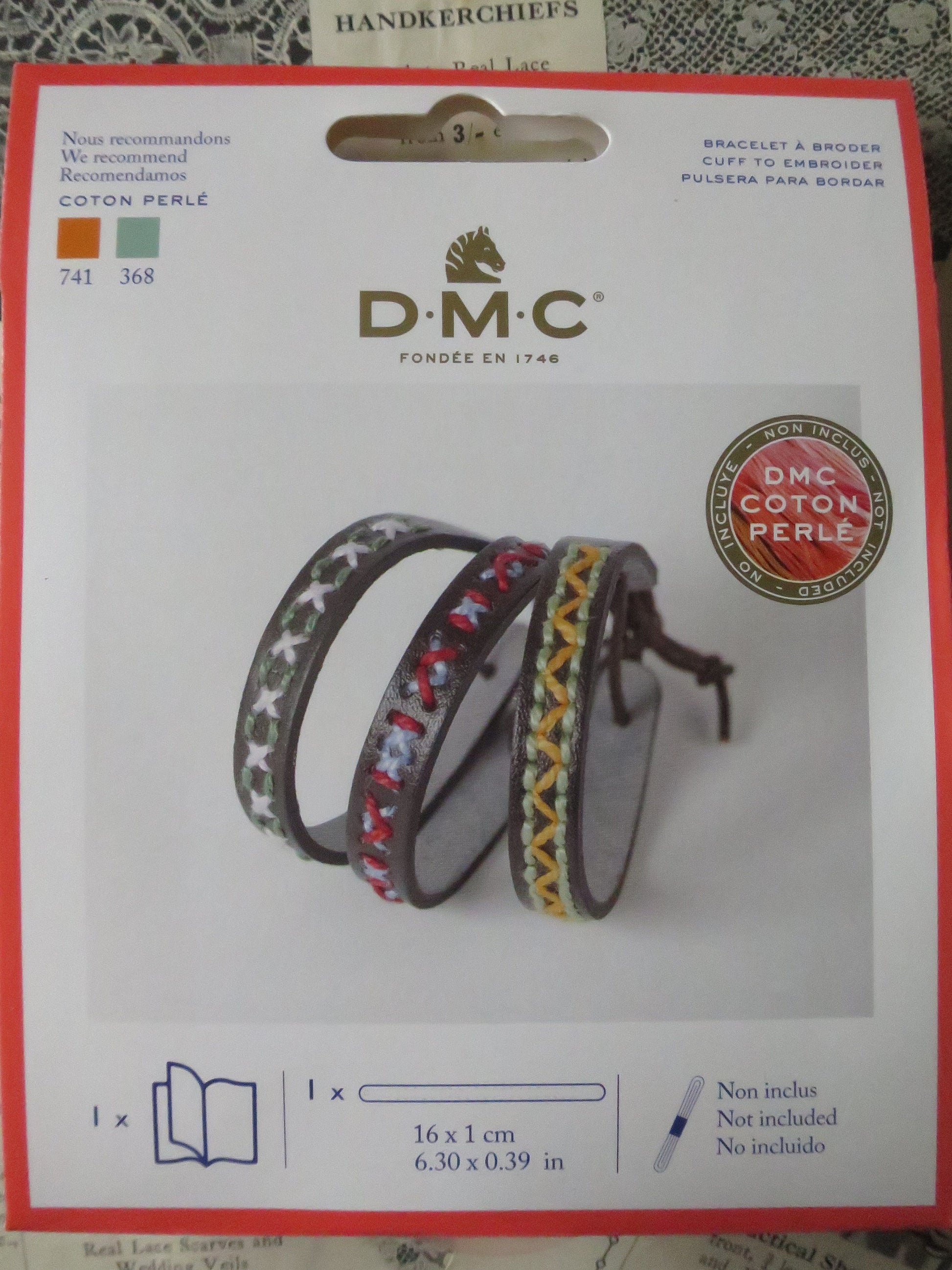 Leatherette Bracelet to Embroider Kit- DMC- Projects for Kids & Teenagers