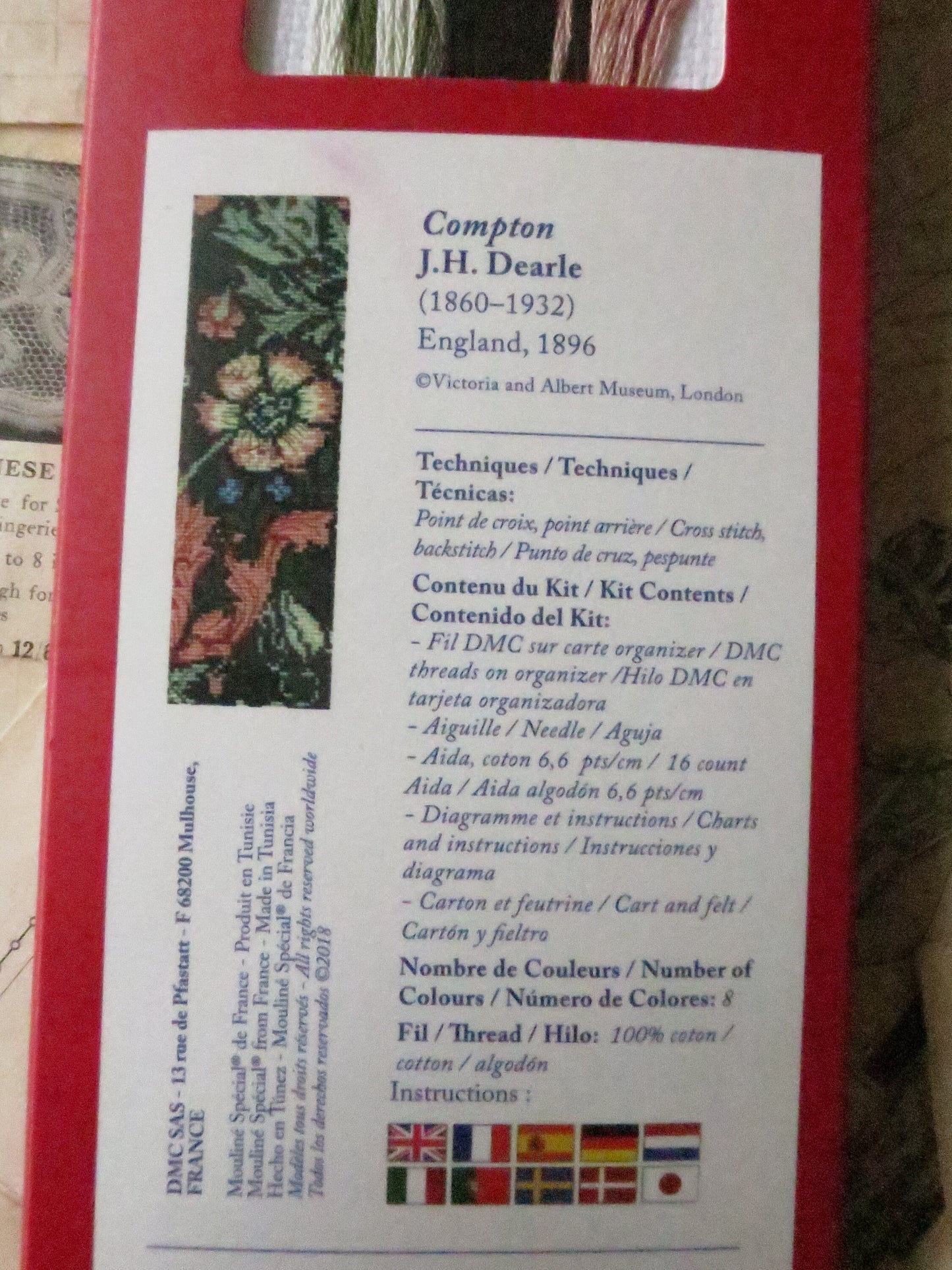 V&A J.H. Dearle 'Compton' Bookmark Cross Stitch Embroidery Kit