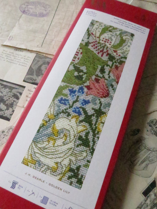 V&A J.H. Dearle 'Golden Lily' Bookmark Cross Stitch Embroidery Kit