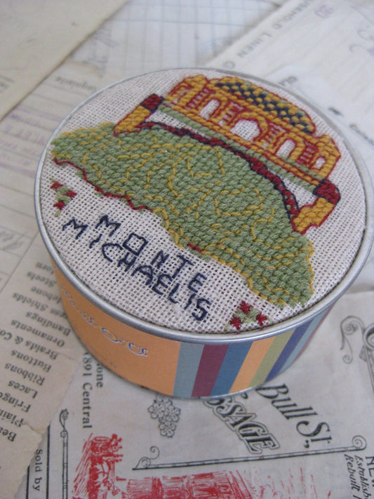 Sajou Museum & Heritage Bayeux Tapestry Cross Stitch Embroidery Kit- Mont St Michel Pot