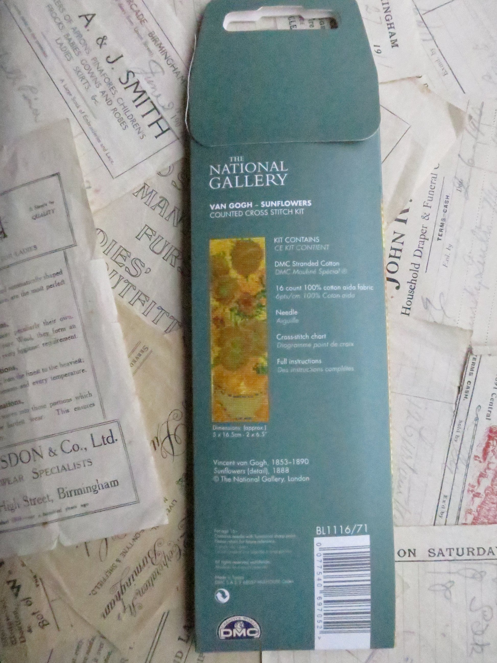 The National Gallery 'Sunflowers' Van Gogh- Bookmark Cross Stitch Embroidery Kit