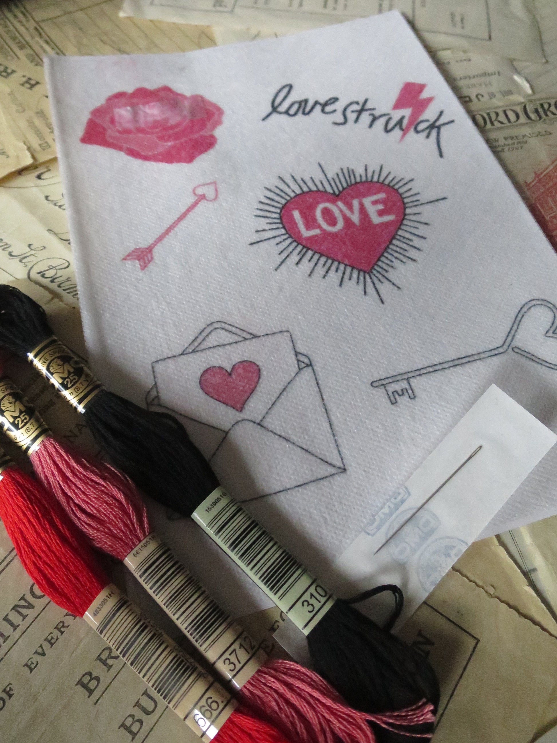 Love Collection Magic Paper Embroidery Kit DMC