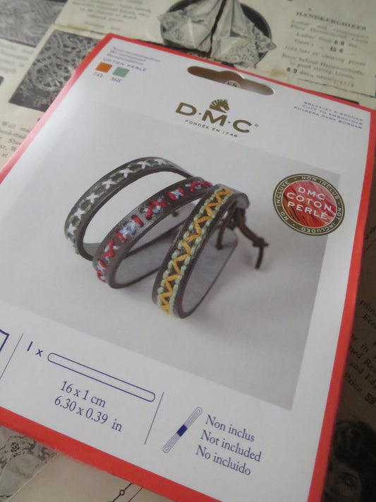 Leatherette Bracelet to Embroider Kit- DMC- Projects for Kids & Teenagers