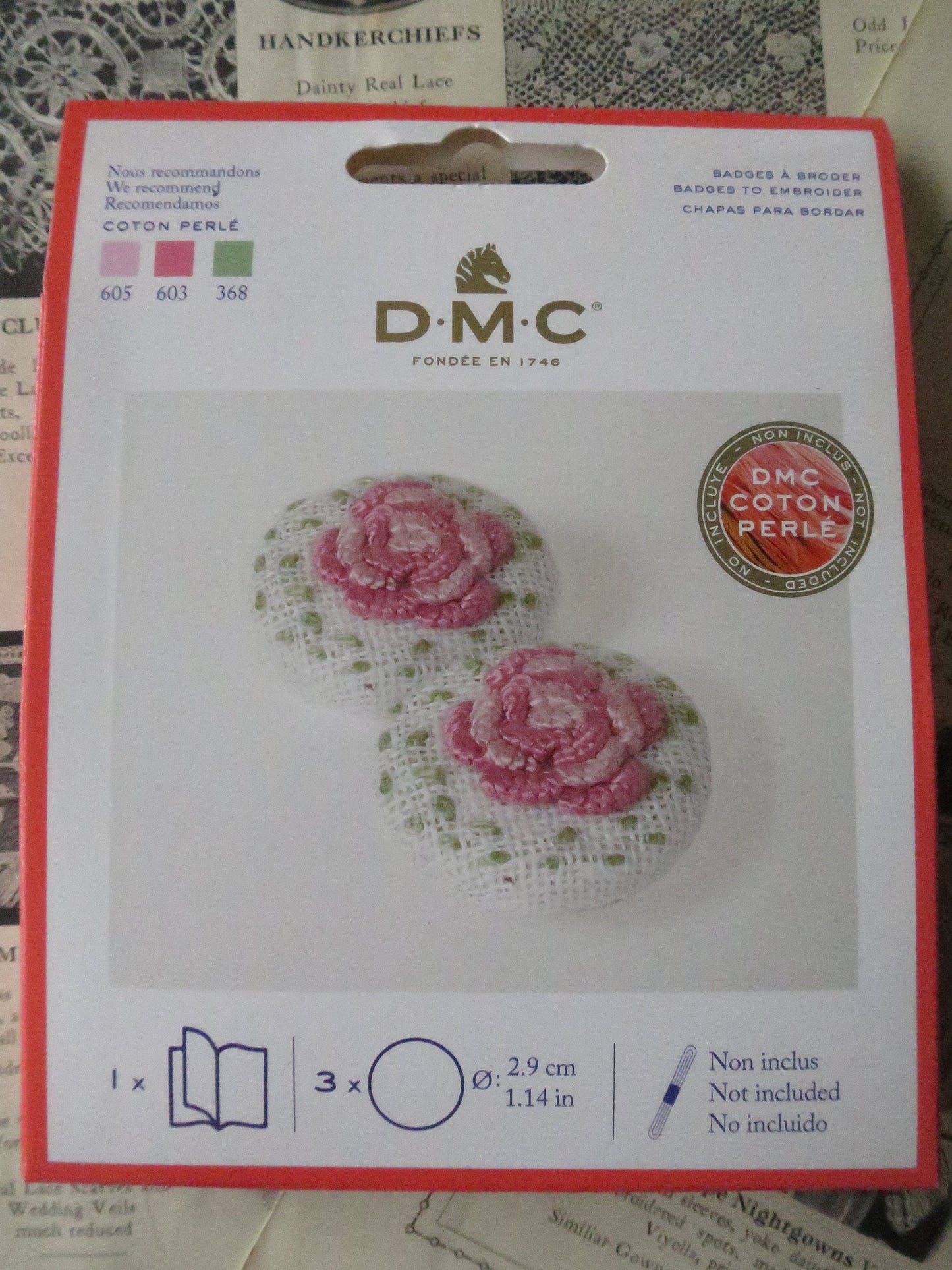 29 mm Metal Buttons to Embroider Kit- DMC- Projects for Kids & Teenagers