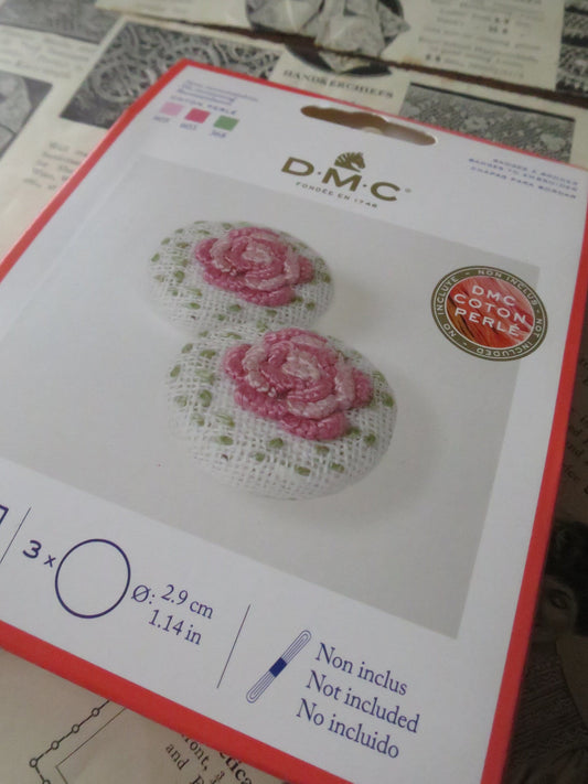 29 mm Metal Buttons to Embroider Kit- DMC- Projects for Kids & Teenagers