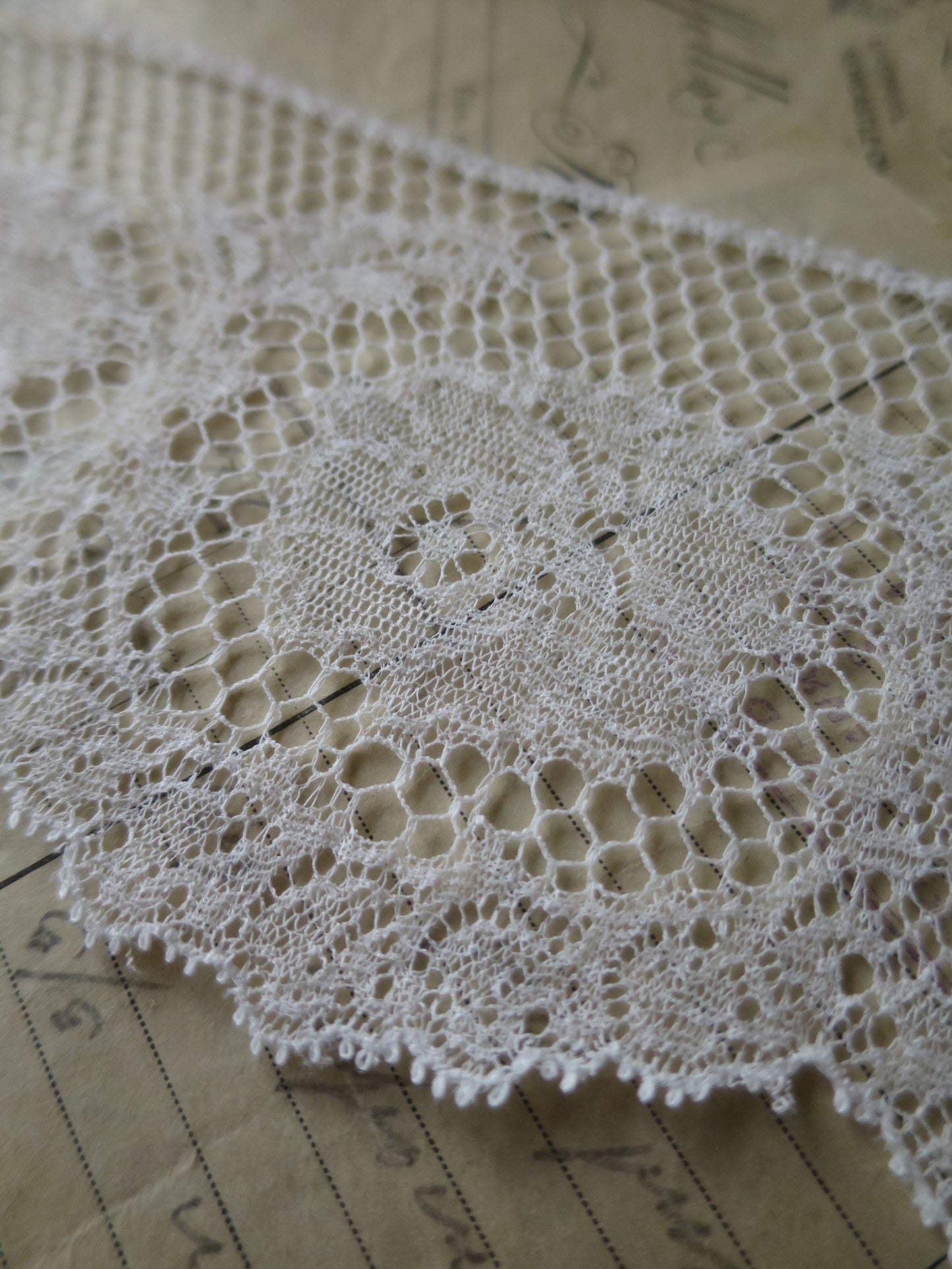 Off White English Nottingham Valenciennes Lace- Gossamer Fine Roses- 9.8 cm