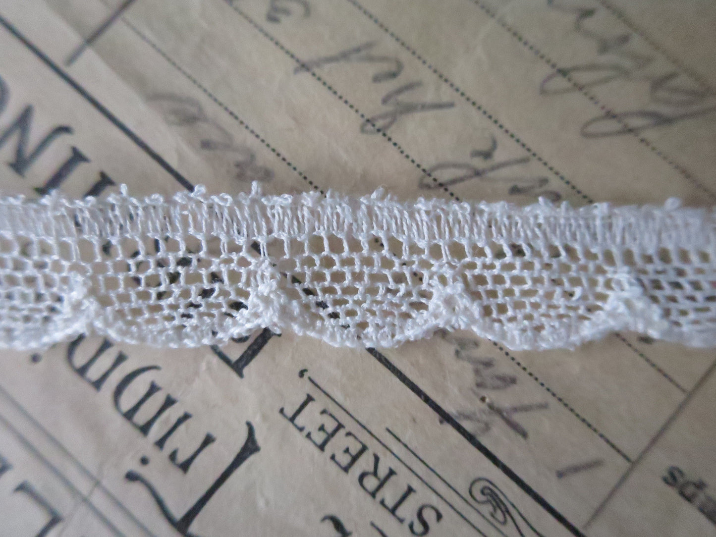 Ecru English Nottingham Lace- Scalloped Net- 1.3 cm