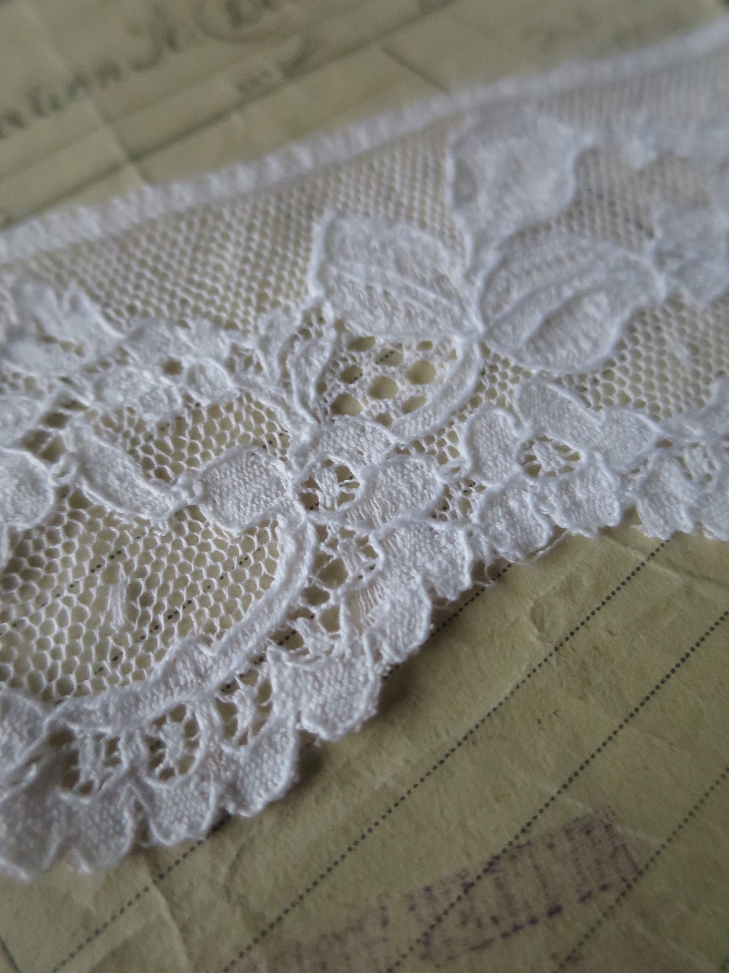 White English Nottingham Lace- Chantilly Swags & Flowers 5.5 cm