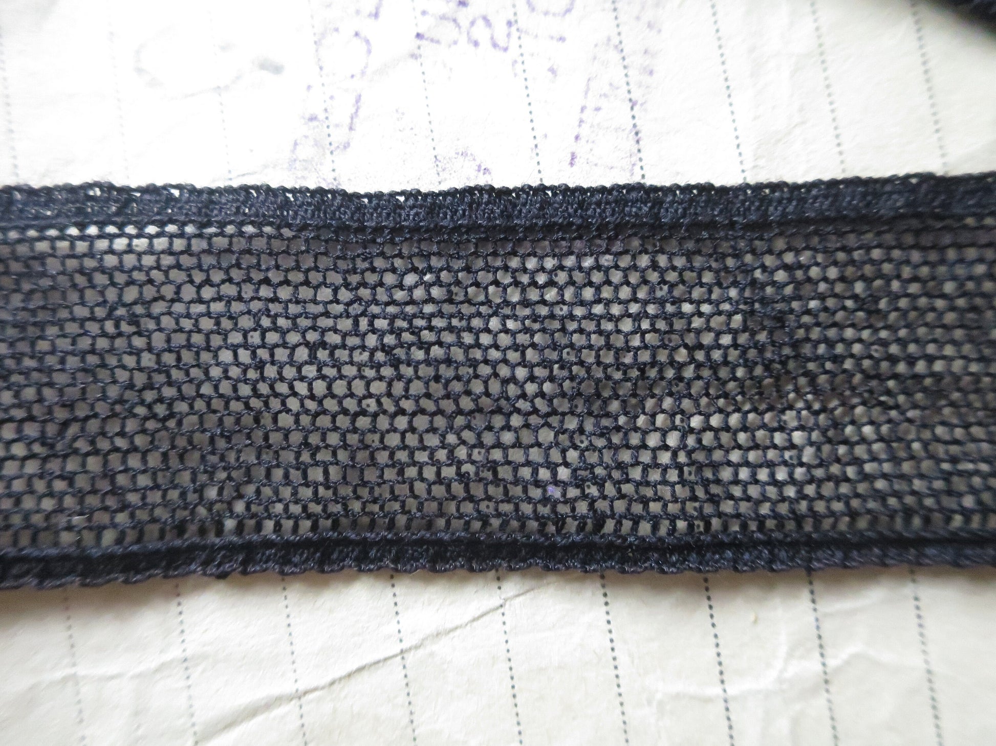 Black English Nottingham Lace- Plain Net Insertion- 2.5 cm