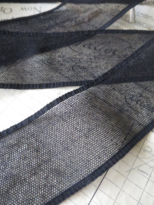 Black English Nottingham Lace- Plain Net- Insertion- 5.5 cm