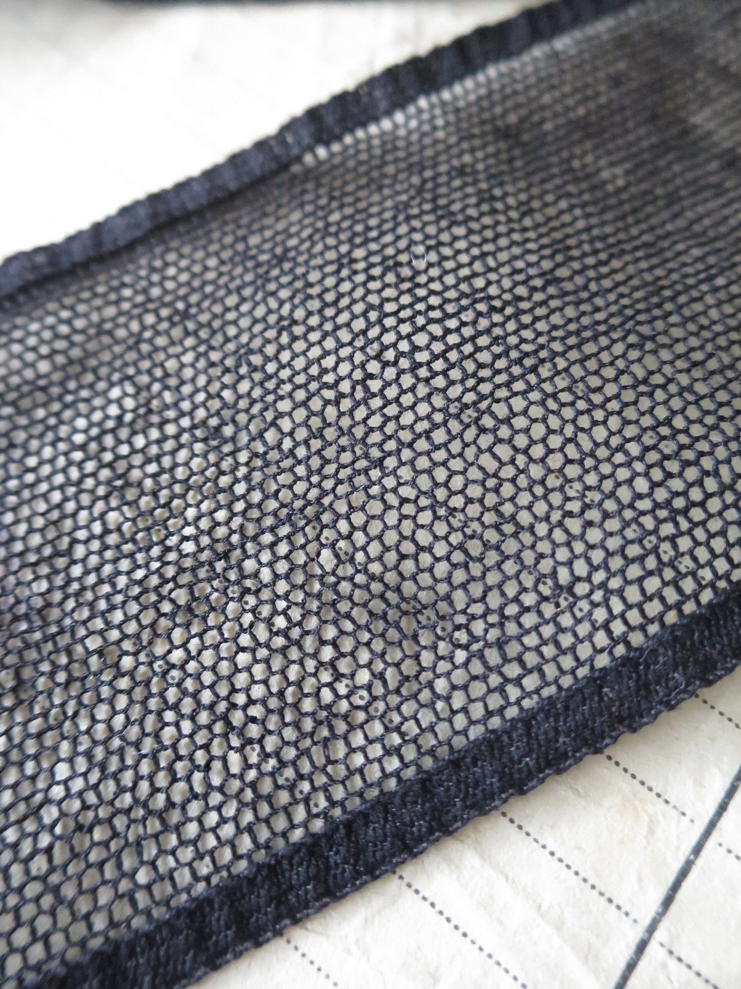 Black English Nottingham Lace- Plain Net- Insertion- 5.5 cm