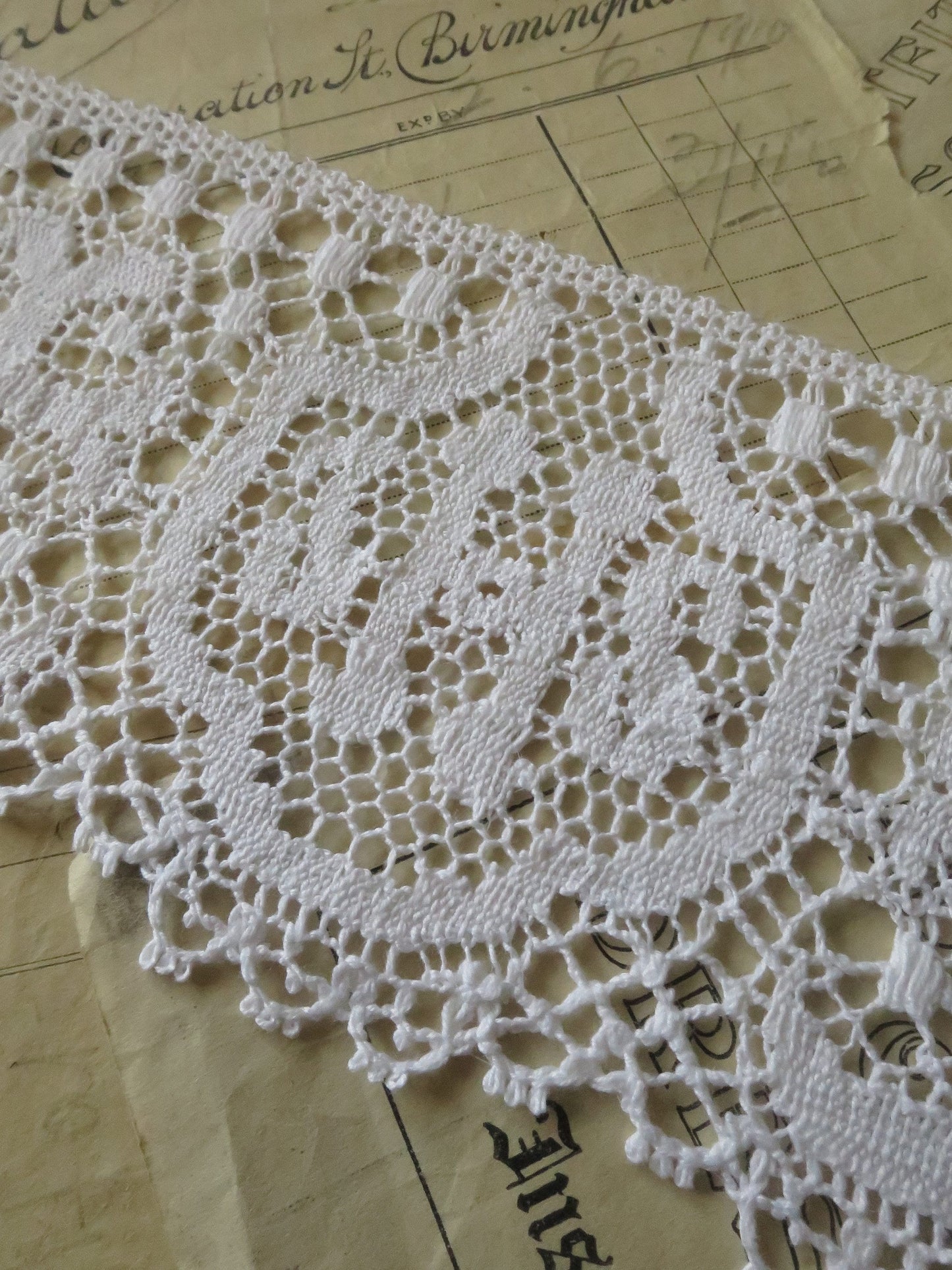 Remnants White English Nottingham Cluny Lace - Liturgical Ecclesiastical - 8.5 cm