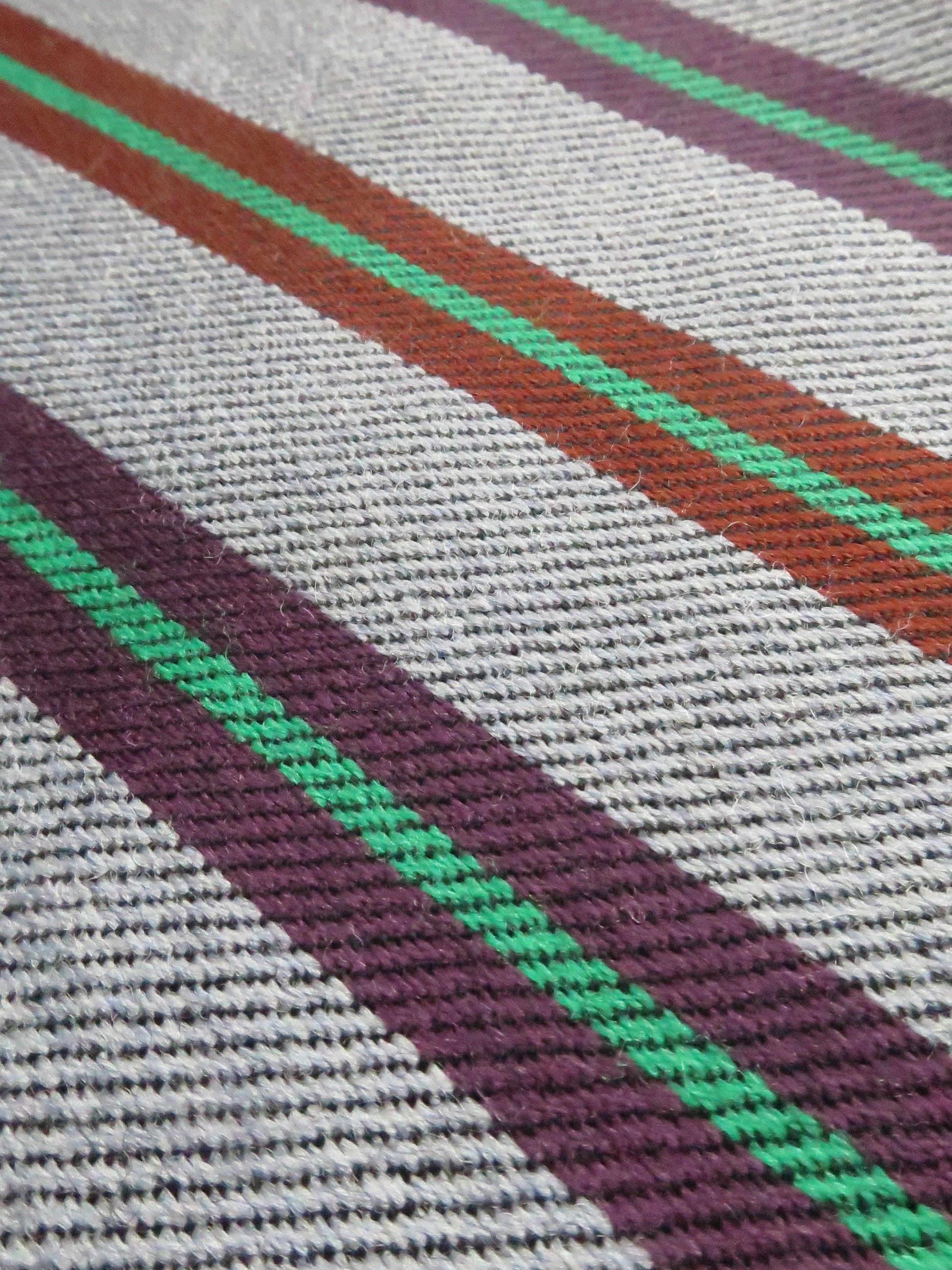 Lightweight Scottish Worsted Wool Fabric- Mauve Burgundy Rust & Green Striped Twill Weave- By the Meter