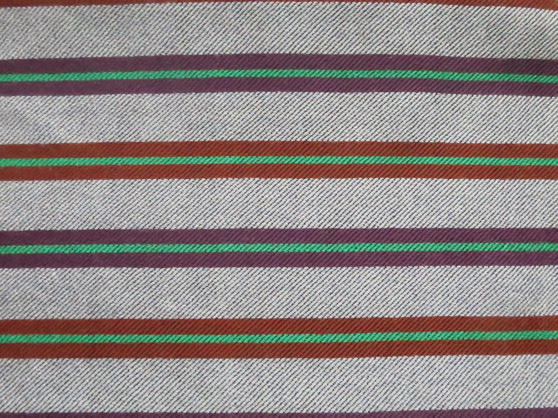 Lightweight Scottish Worsted Wool Fabric- Mauve Burgundy Rust & Green Striped Twill Weave- By the Meter