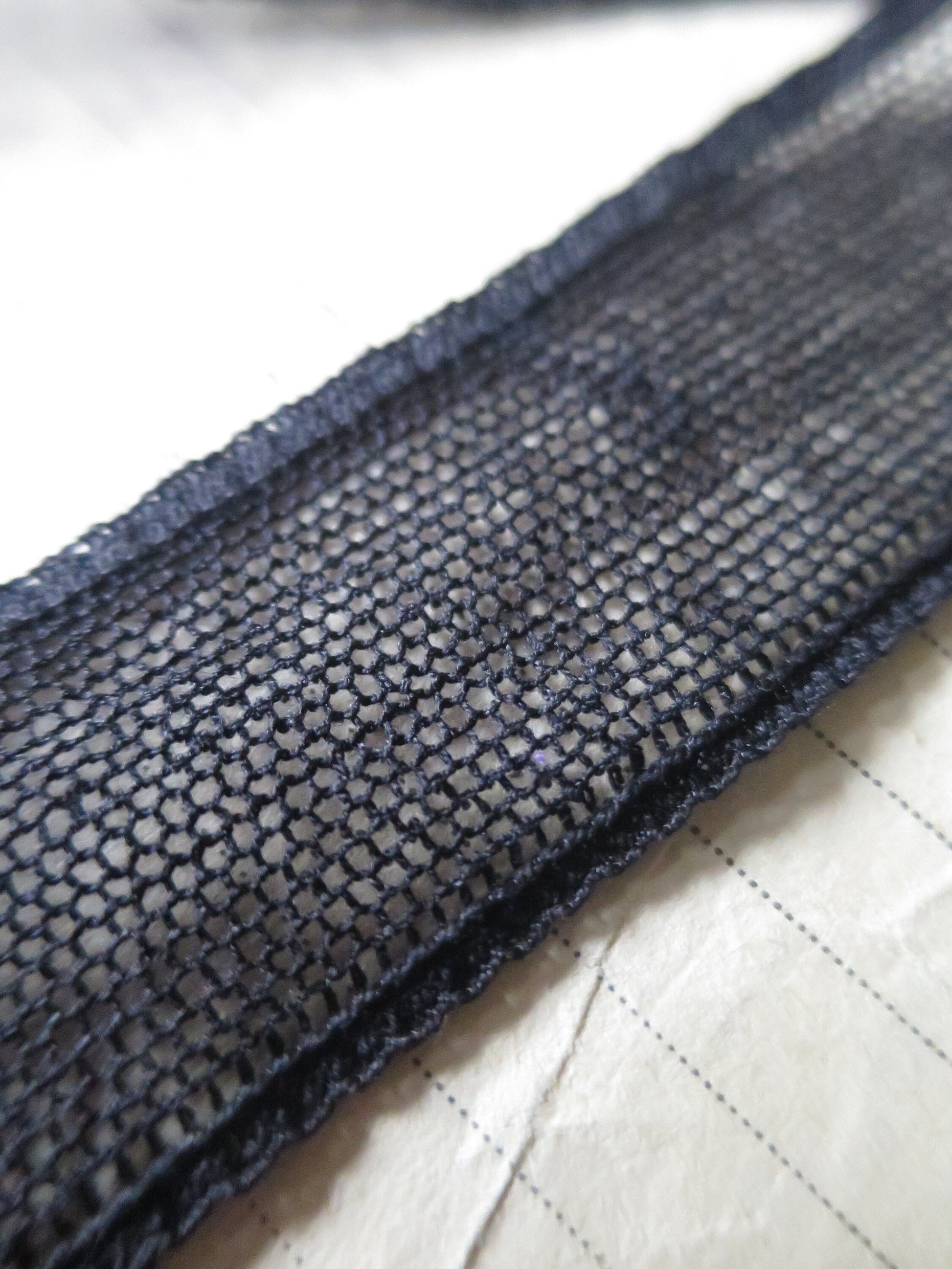 Black English Nottingham Lace- Plain Net Insertion- 2.5 cm