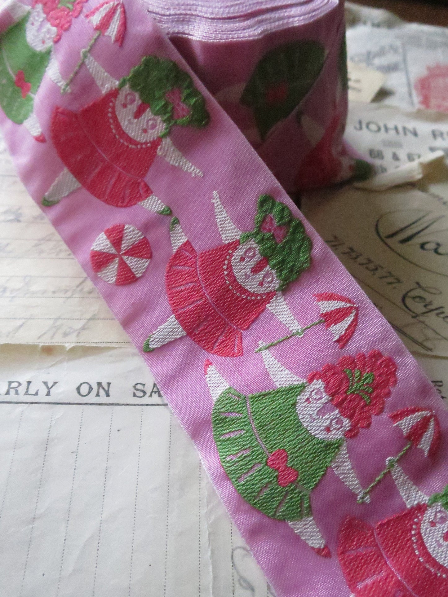 Circus Ladies 50 mm Jacquard Woven Ribbon- Pink