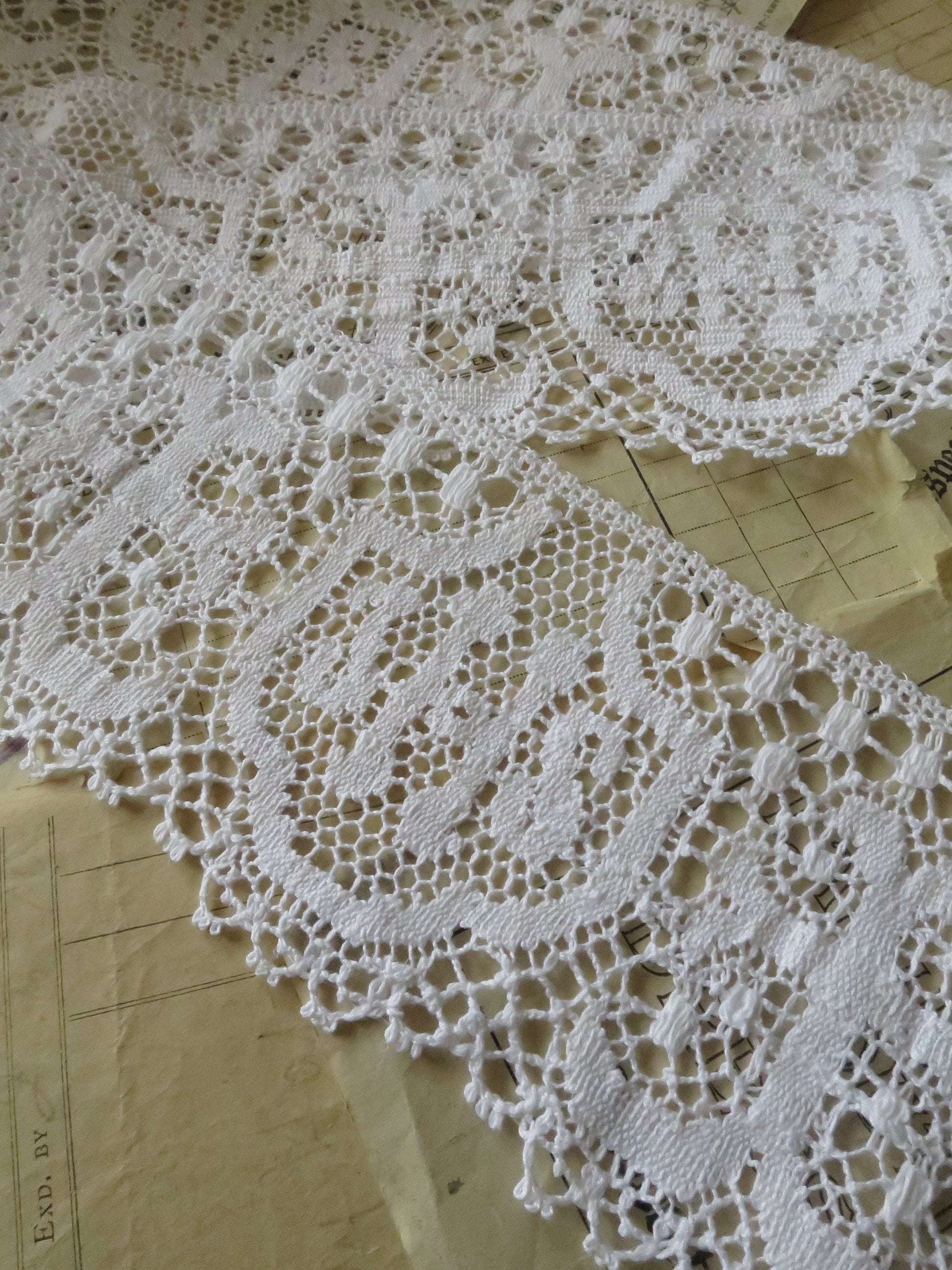 Remnants White English Nottingham Cluny Lace - Liturgical Ecclesiastical - 8.5 cm