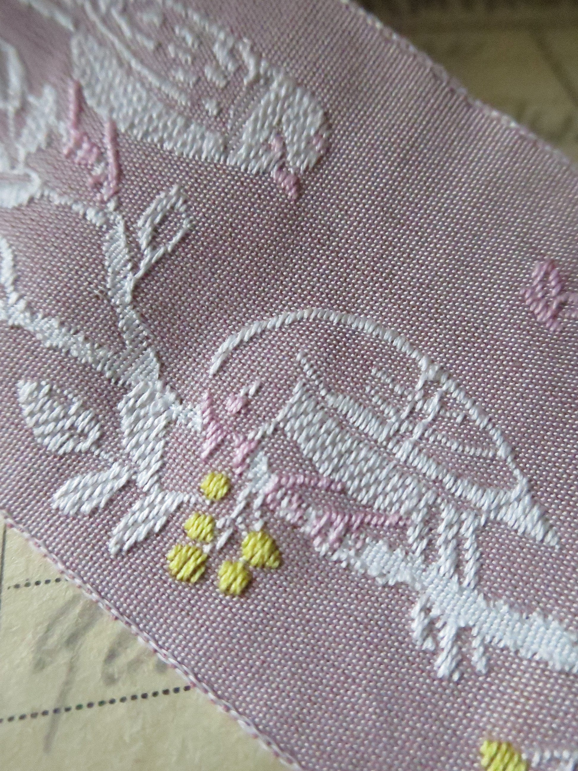 Nesting Birds 40 mm Jacquard Woven Ribbon- Dusky Pink