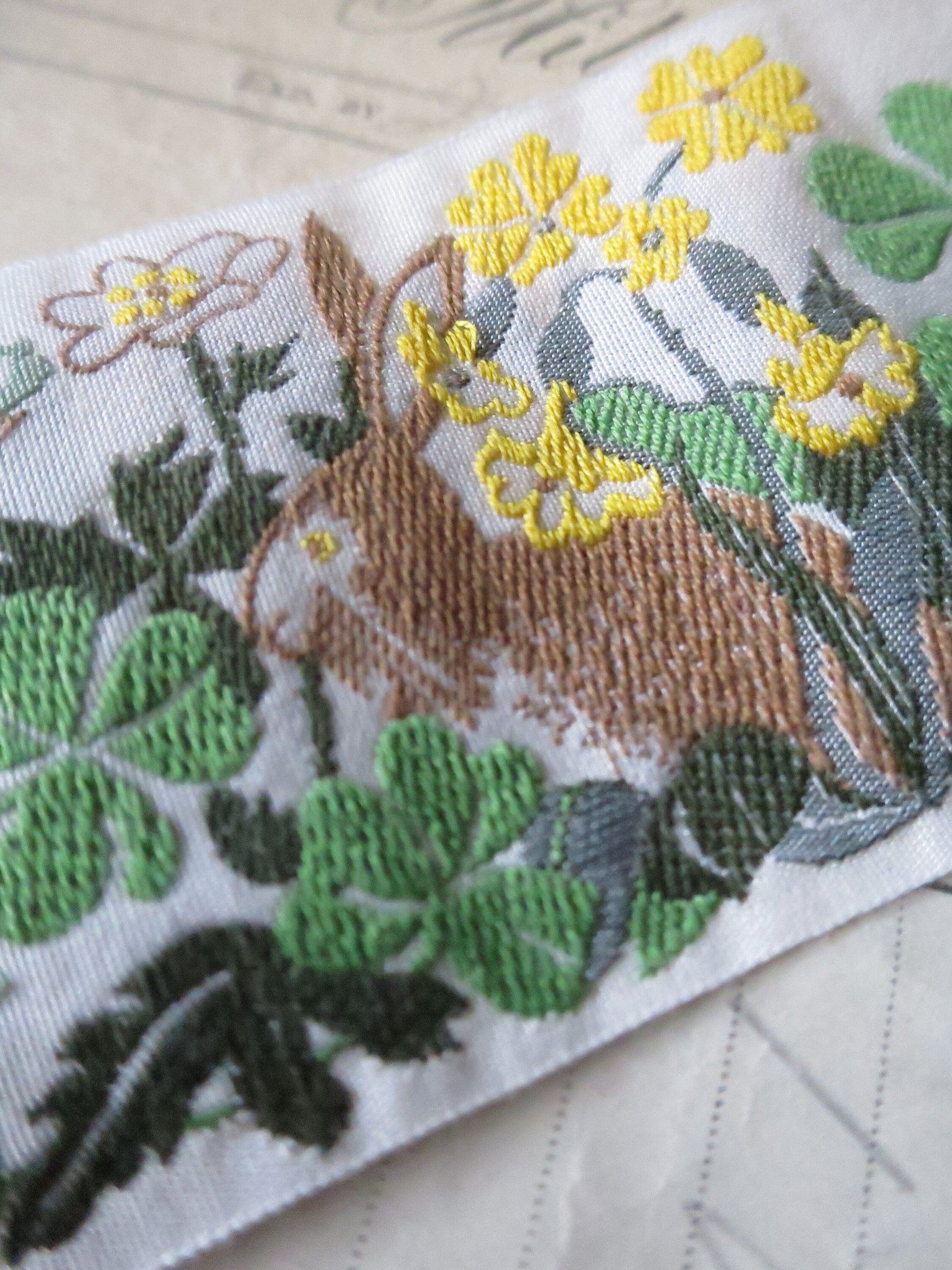 Rabbits 60 mm Jacquard Woven Ribbon