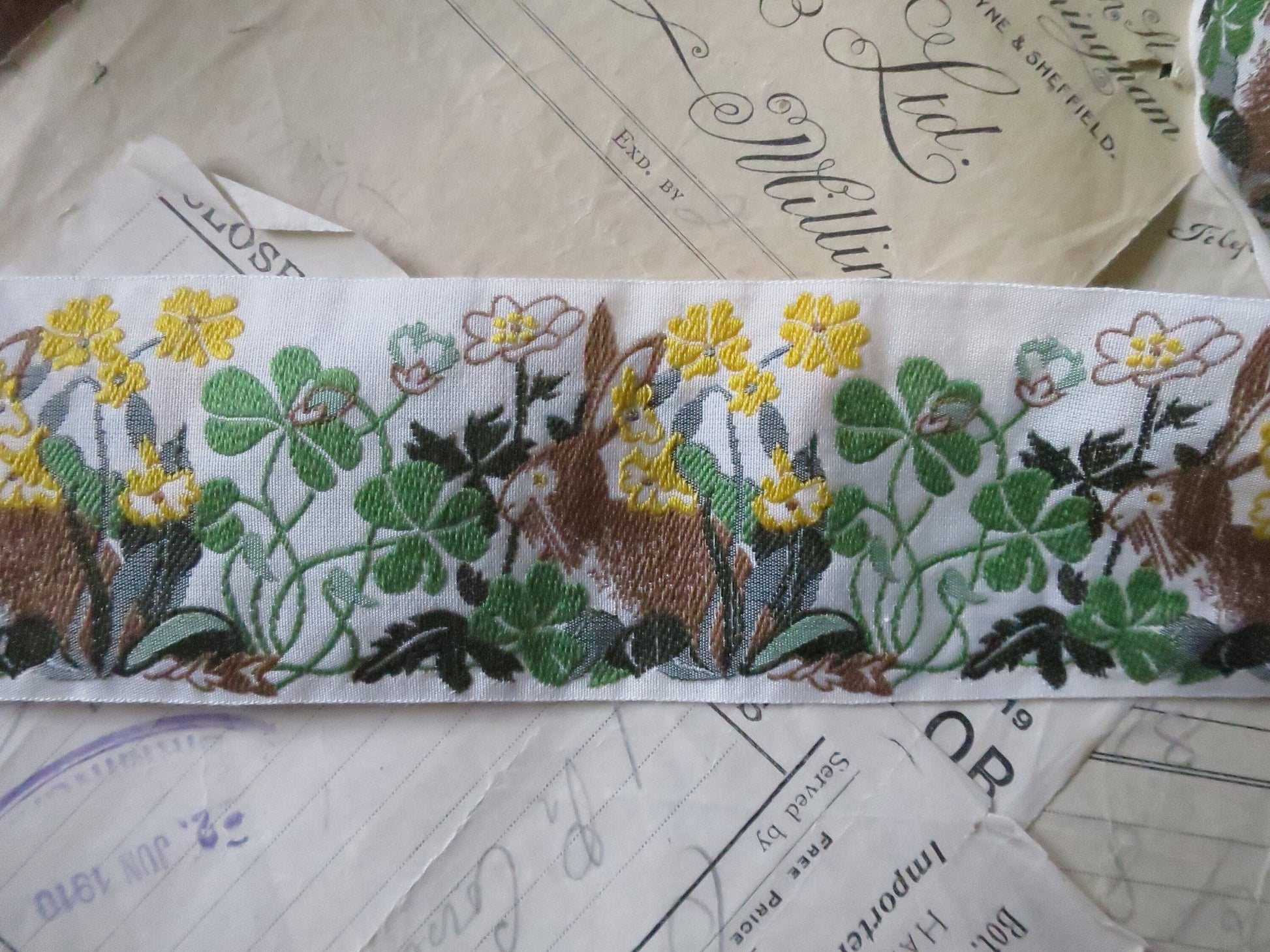 Rabbits 60 mm Jacquard Woven Ribbon