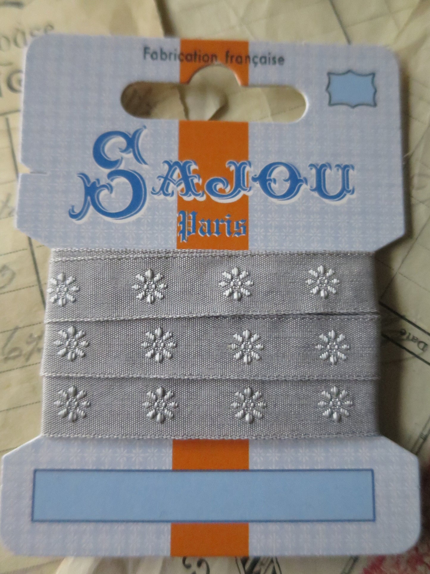 Sajou 12 mm Woven Comptoir Ribbon- Daisy Motifs