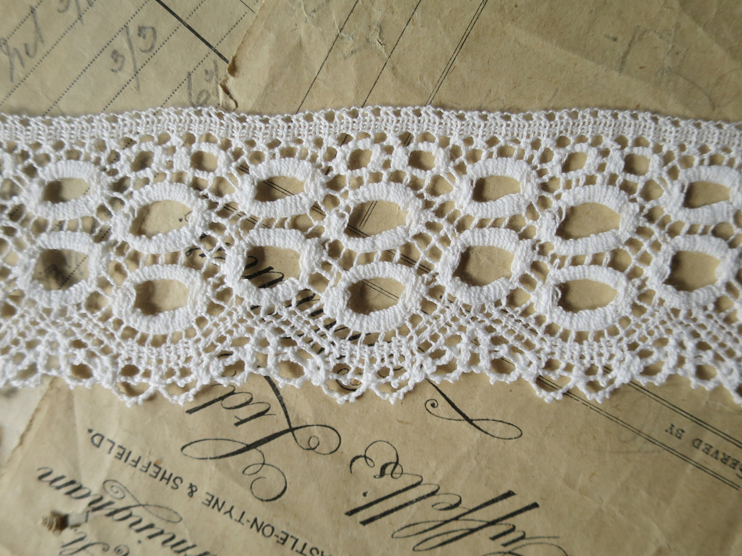 Off White English Cluny Nottingham Lace- Oval Holes- 4.7 cm