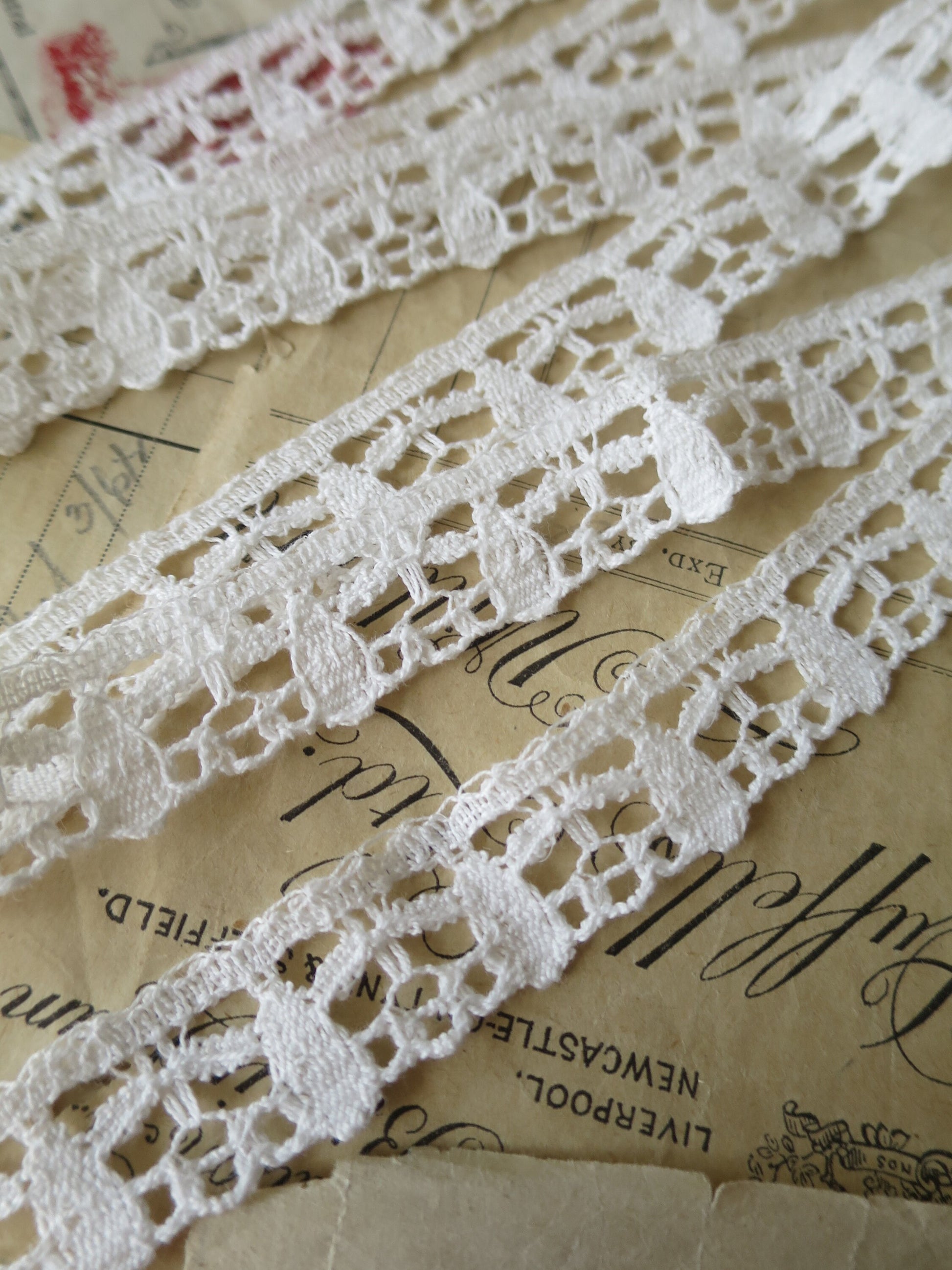 Off White English Nottingham Cluny Lace- Teardrops- 2 cm