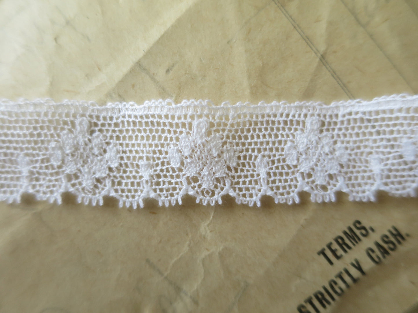 White English Nottingham Lace- Diamond Spots- 1.7 cm