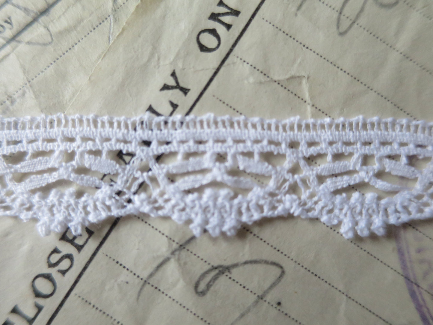 White English Nottingham Lace- Le Puy/ Bedfordshire/ Guipure- 1.7 cm