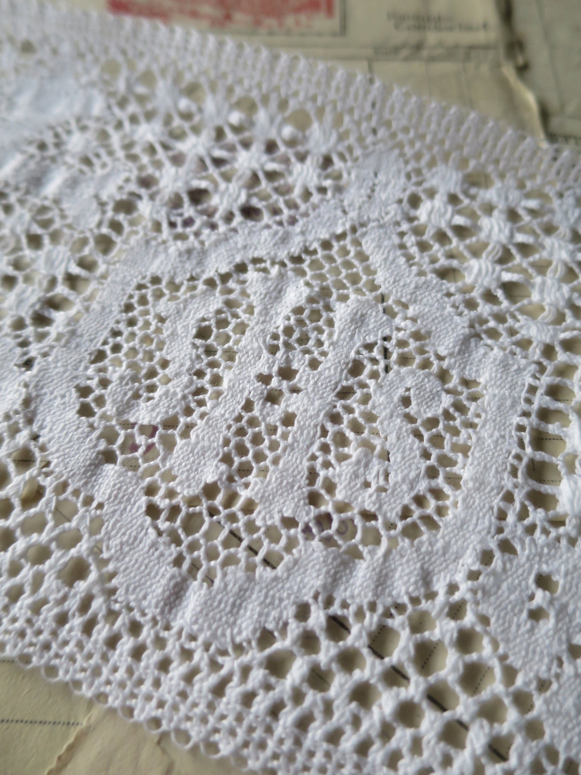 White English Nottingham Cluny Lace- Liturgical Ecclesiastical- Insertion- 12 cm