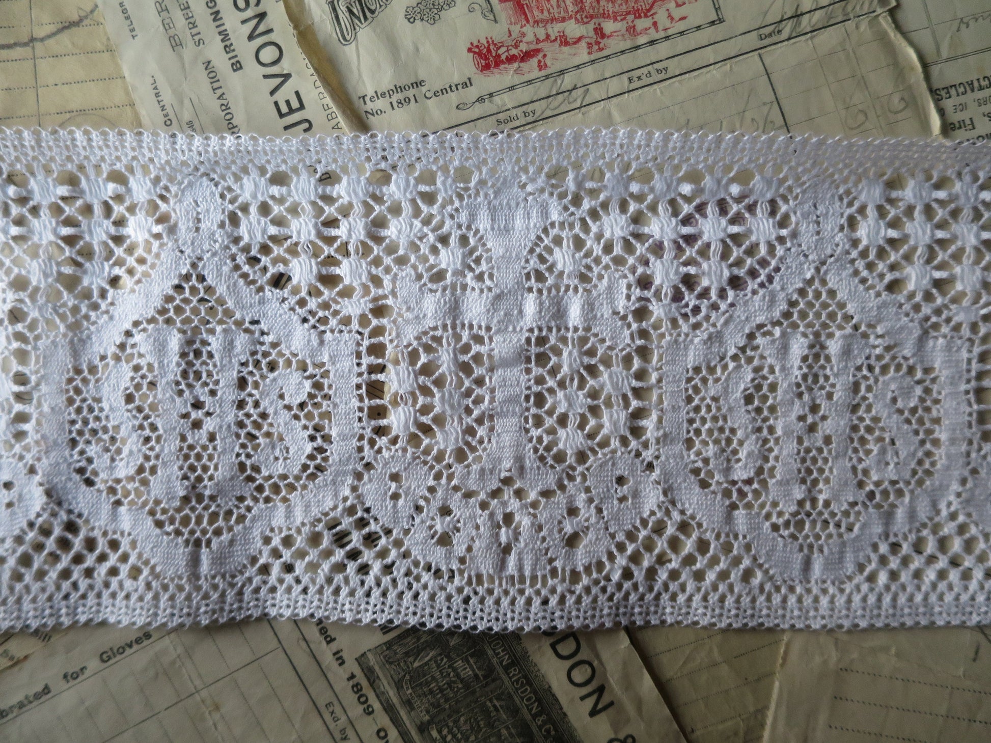 White English Nottingham Cluny Lace- Liturgical Ecclesiastical- Insertion- 12 cm