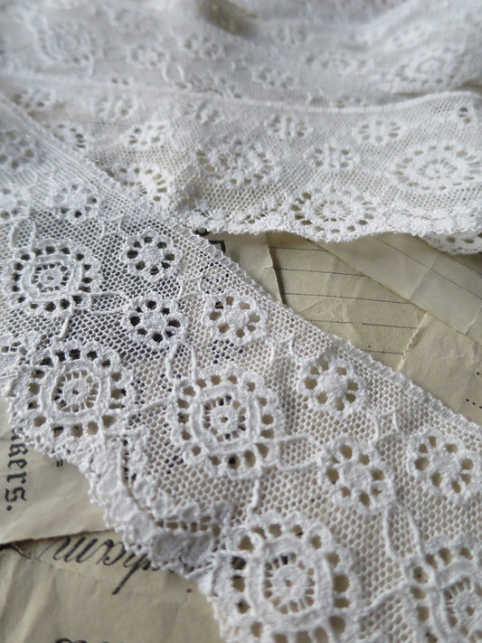 Off White English Nottingham Lace- Broderie Anglaise- 5.5 cm