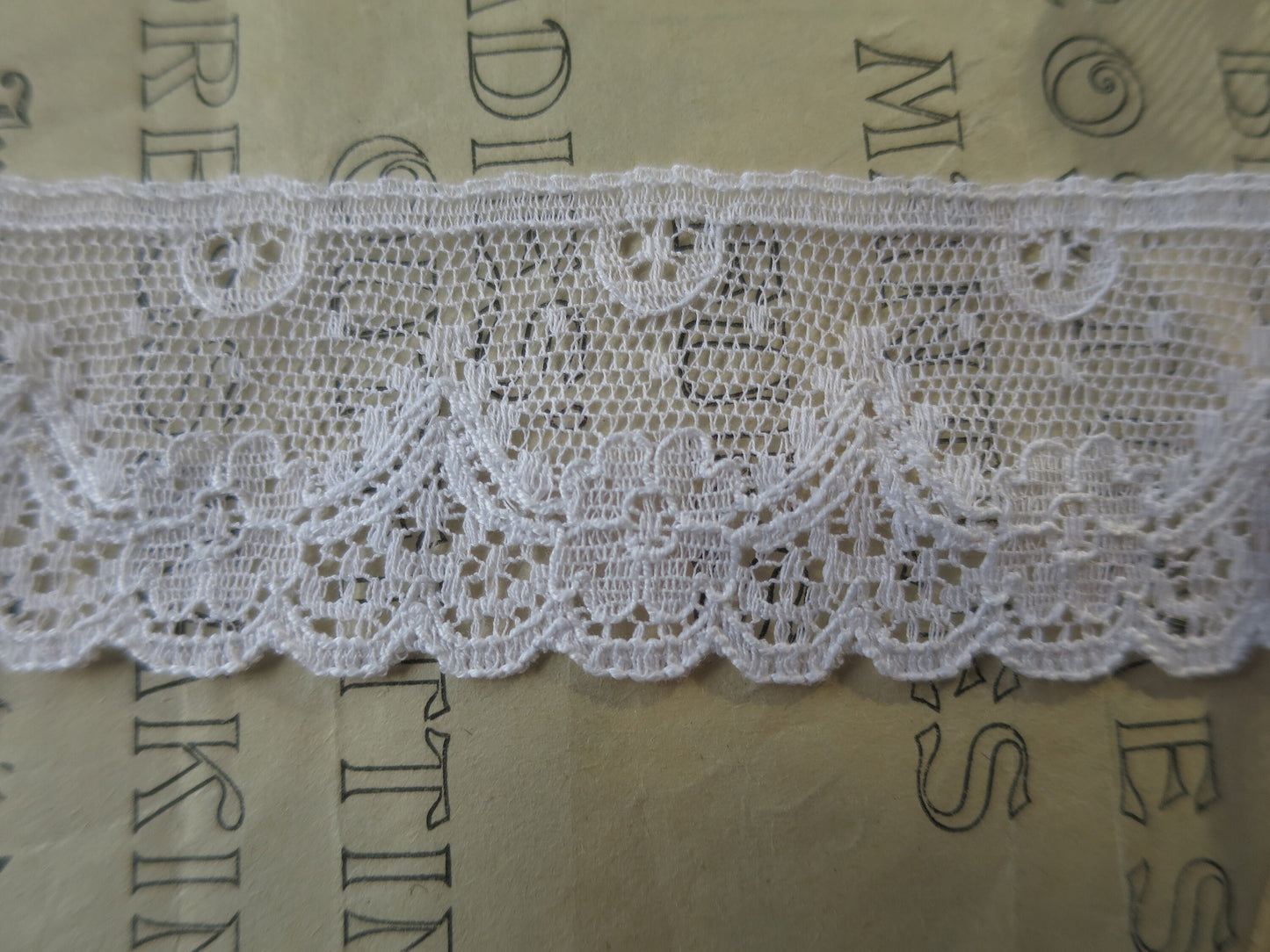 White English Nottingham Lace- Diamond & Floral Point Lace- 3.5 cm