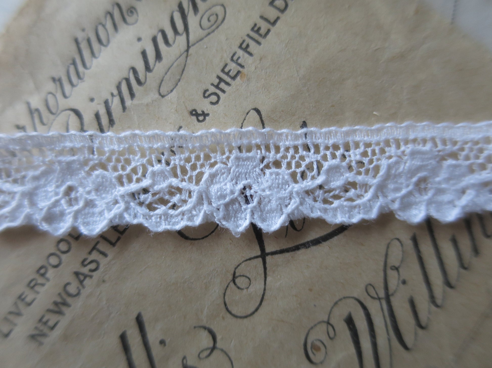 Off White English Nottingham Lace- Raised Floral- 1.3 cm