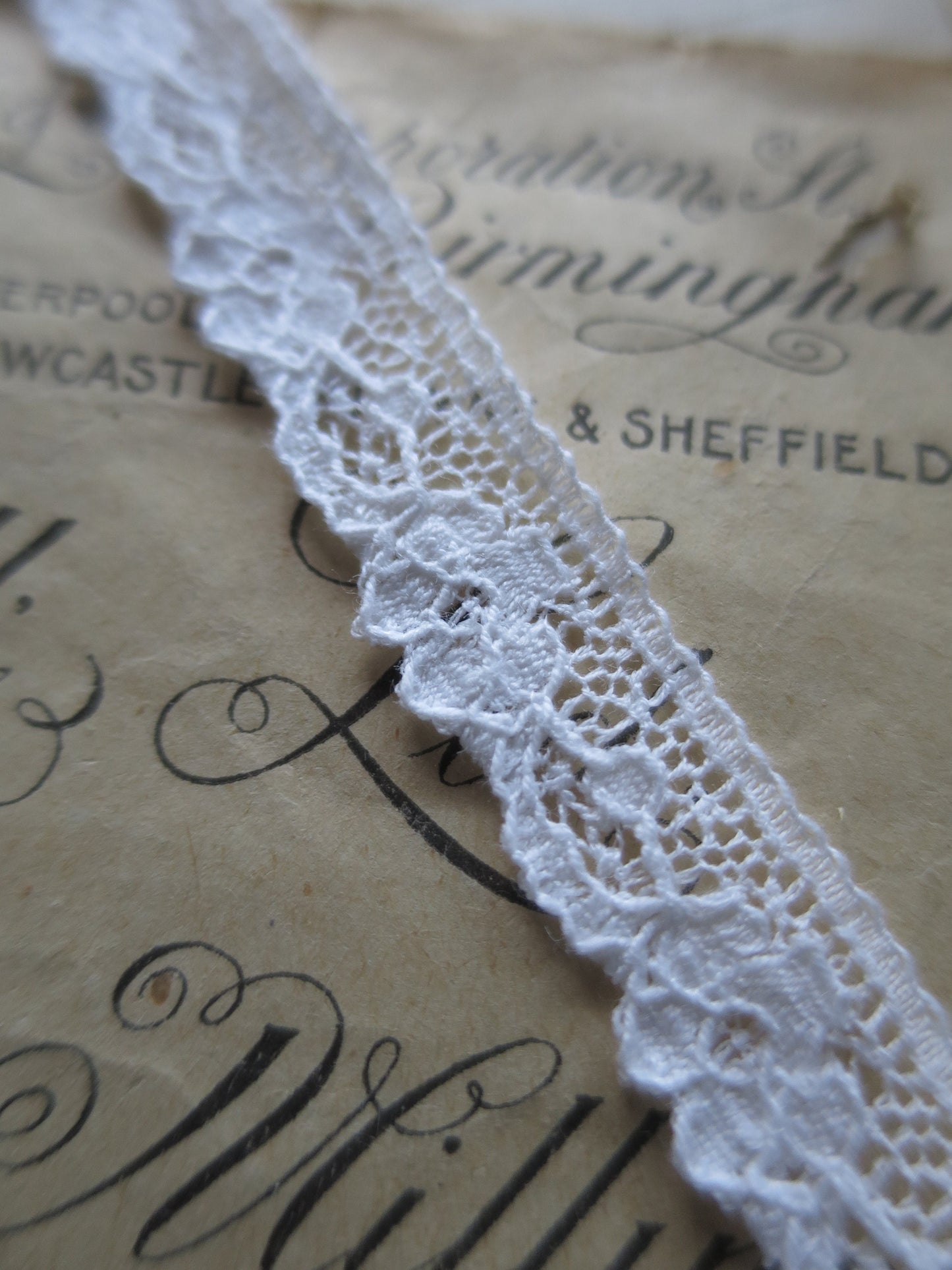 Off White English Nottingham Lace- Raised Floral- 1.3 cm