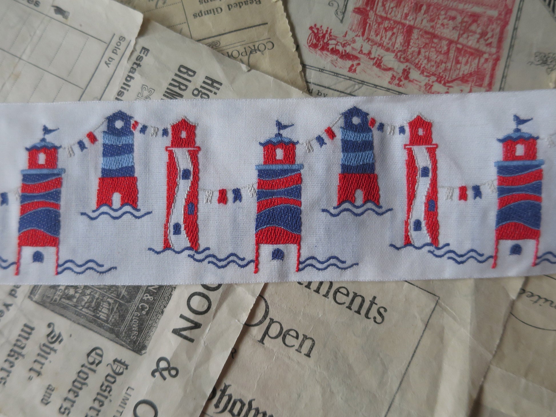 Lighthouses 55 mm Jacquard Woven Ribbon