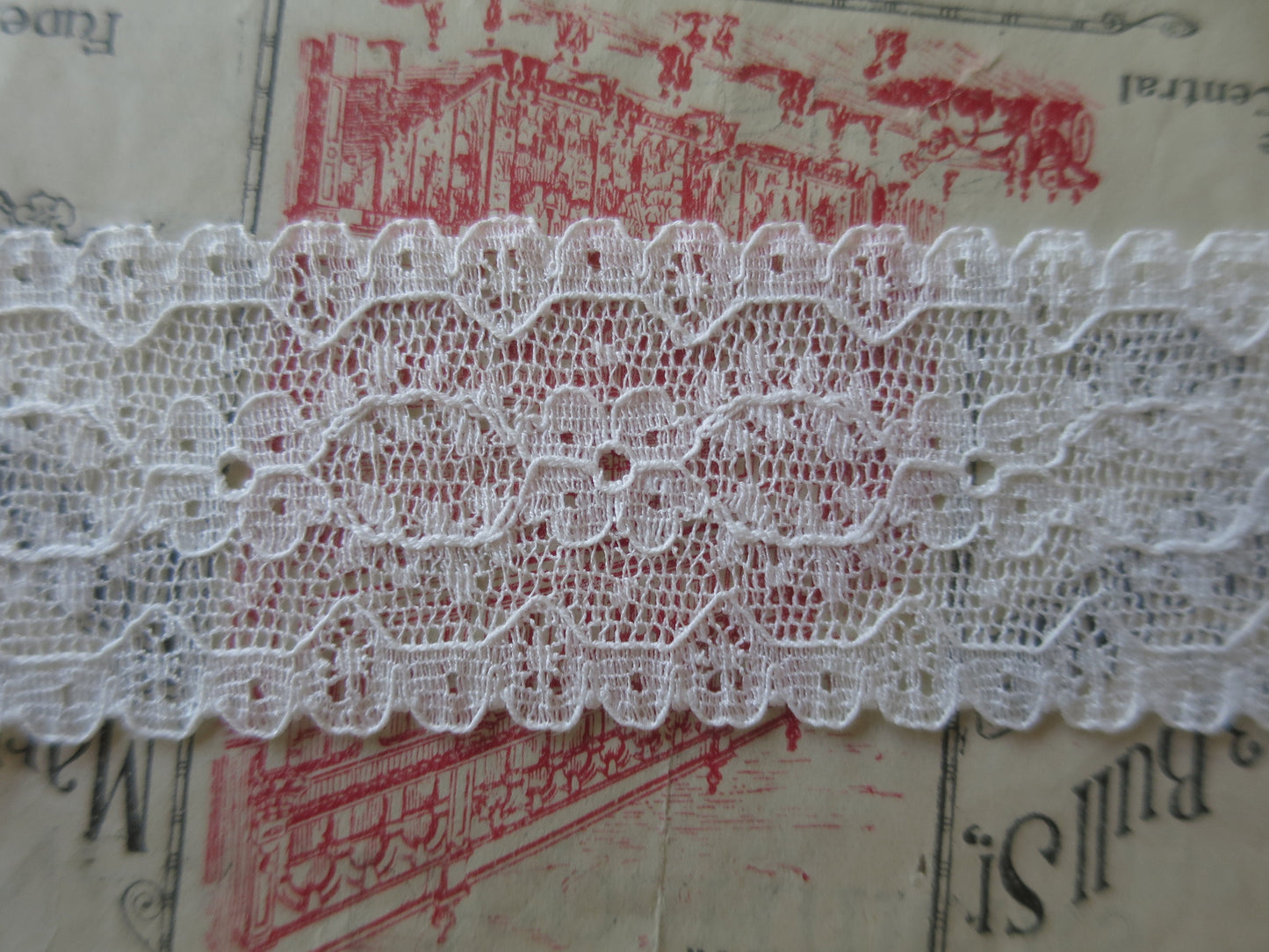 Off White English Nottingham Lace- Floral Point- Galloon- 3.5 cm