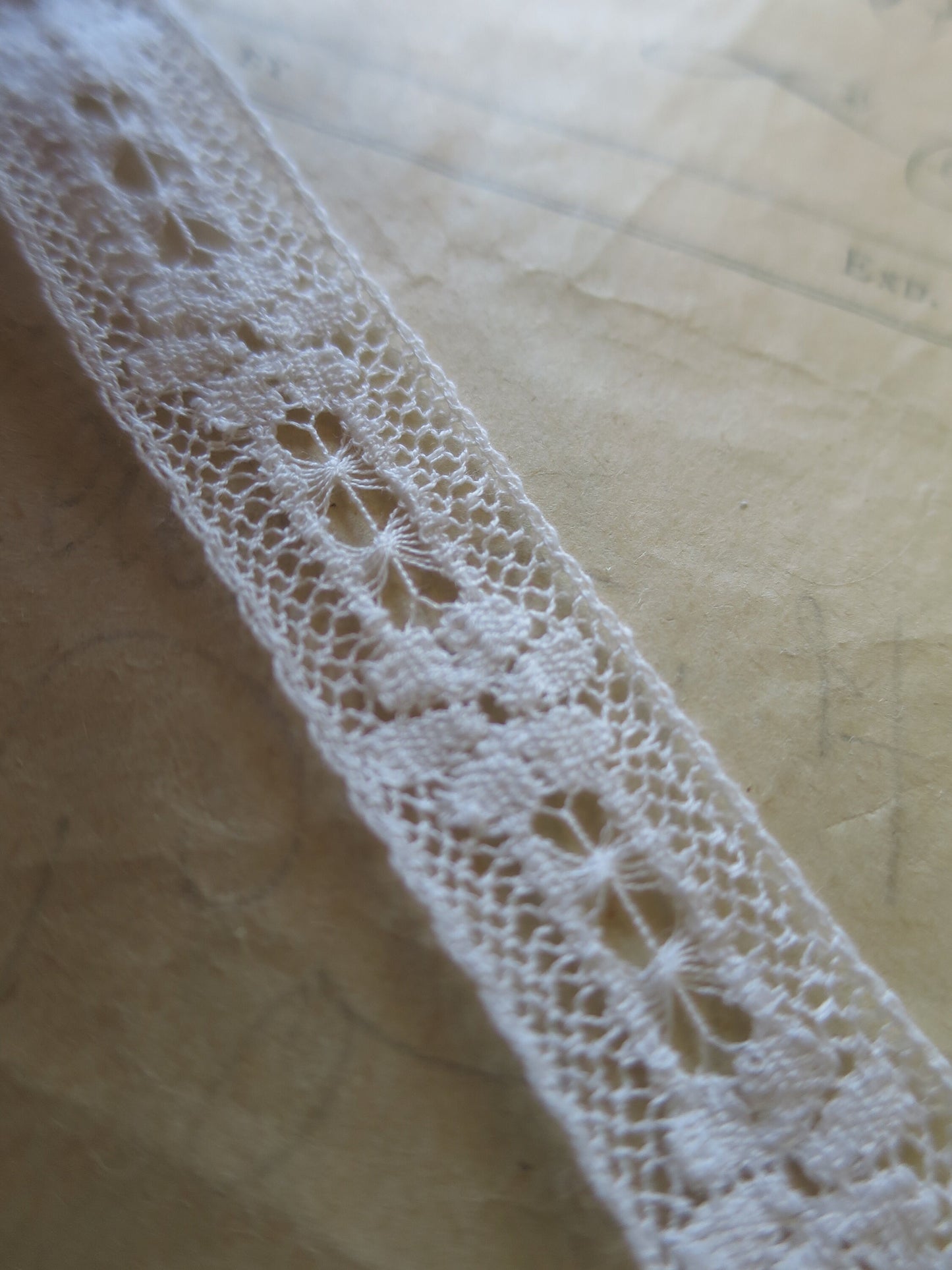 Off White English Nottingham Lace- Floral & Openwork Point Lace- Insertion- 1.7 cm