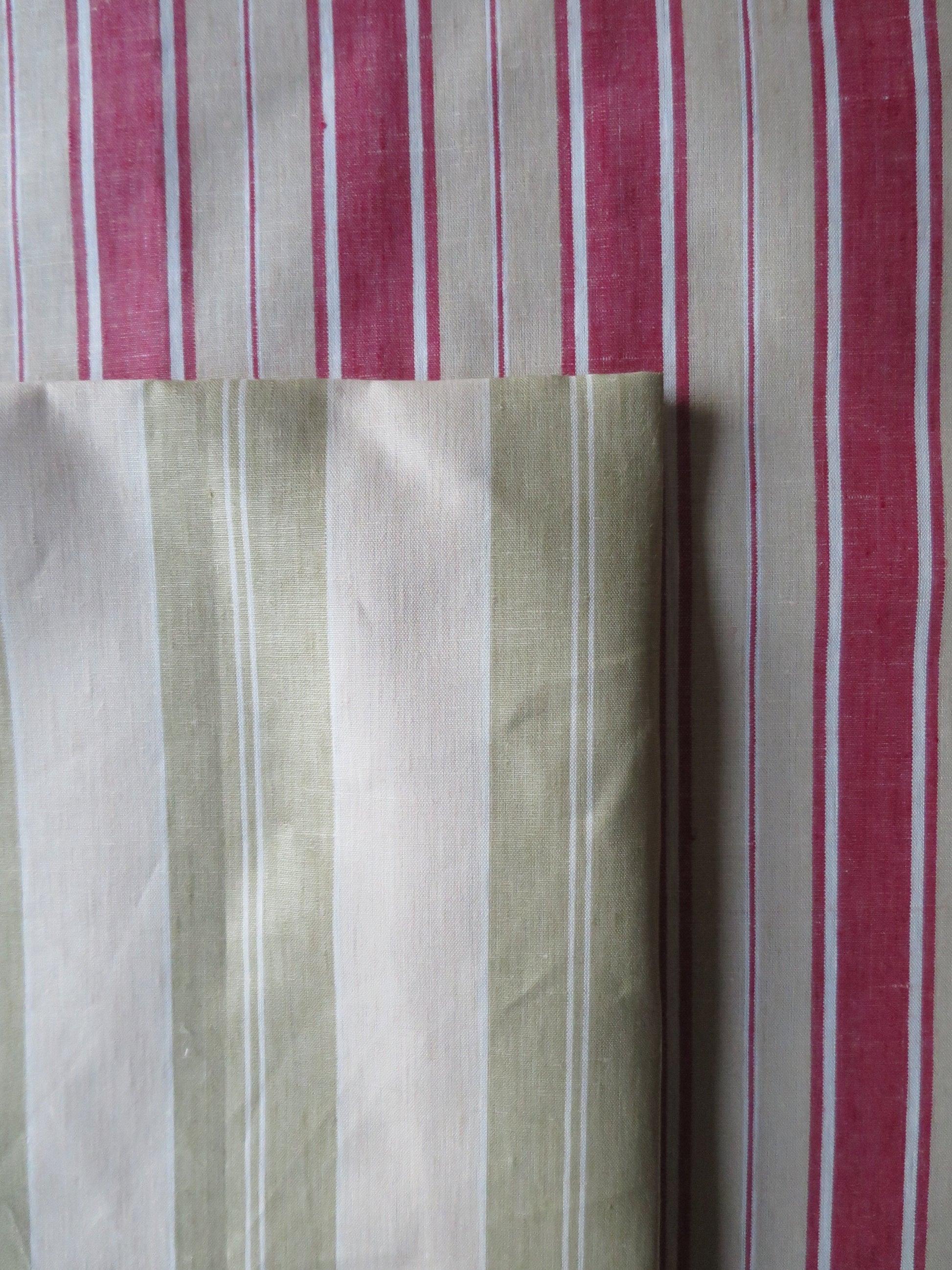 Handwoven Linen Scotch Holland Blind Fabric- Historical 1914- Red & Vanilla- by the Meter- Home Furnishings- Upholstery