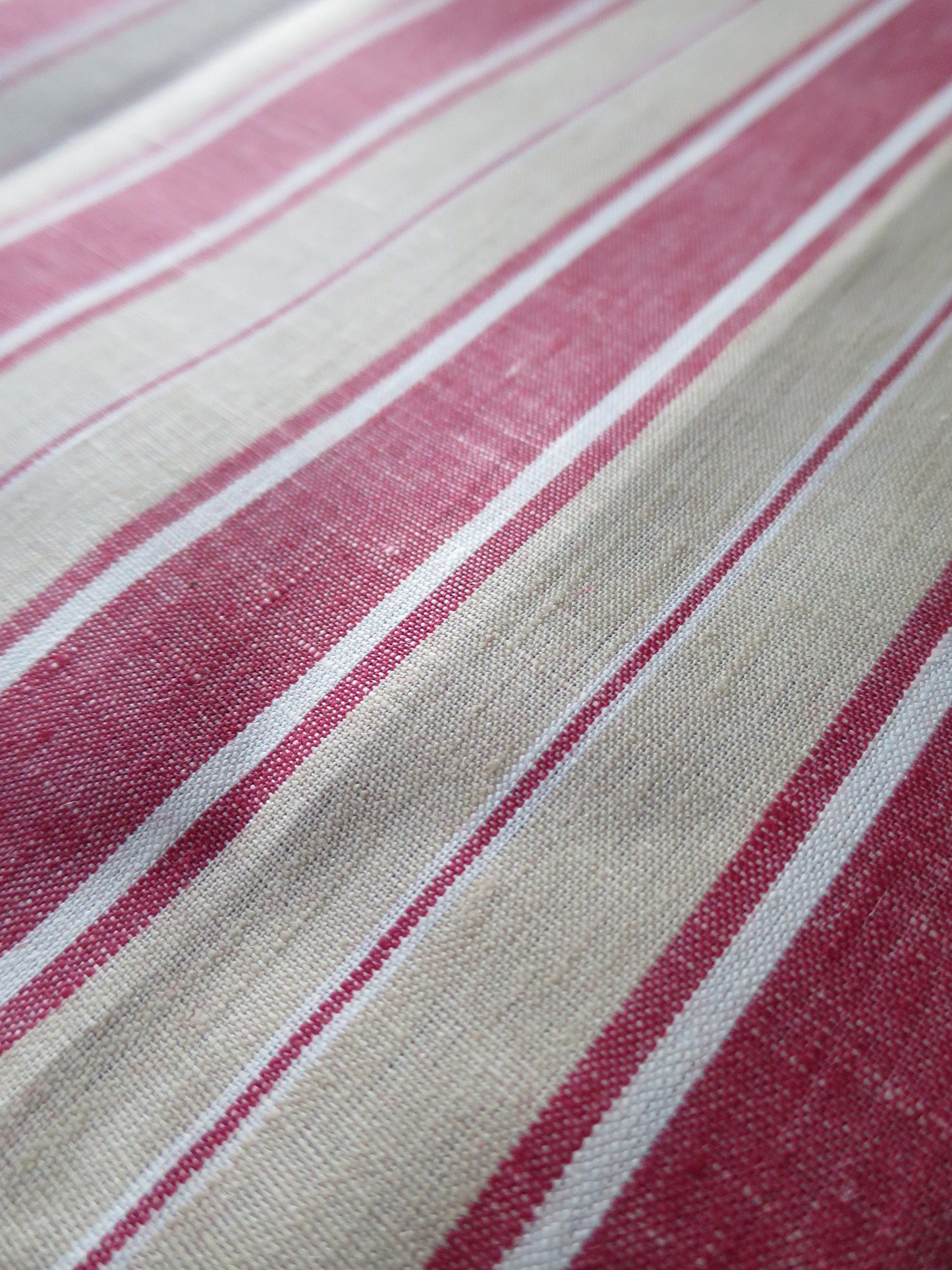 Handwoven Linen Scotch Holland Blind Fabric- Historical 1914- Red & Vanilla- by the Meter- Home Furnishings- Upholstery