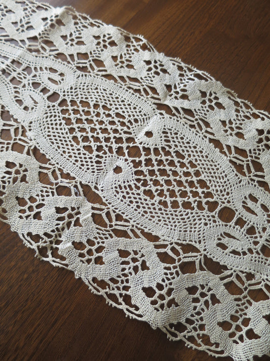 Antique Doily Topper- Hand Worked Flemish Style Bobbin Lace