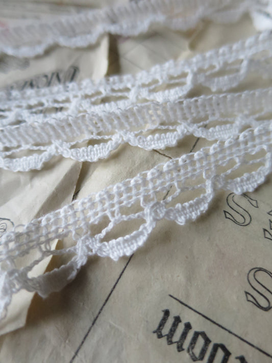 Off White English Nottingham Cluny Lace- Openwork Scallops- 2 cm